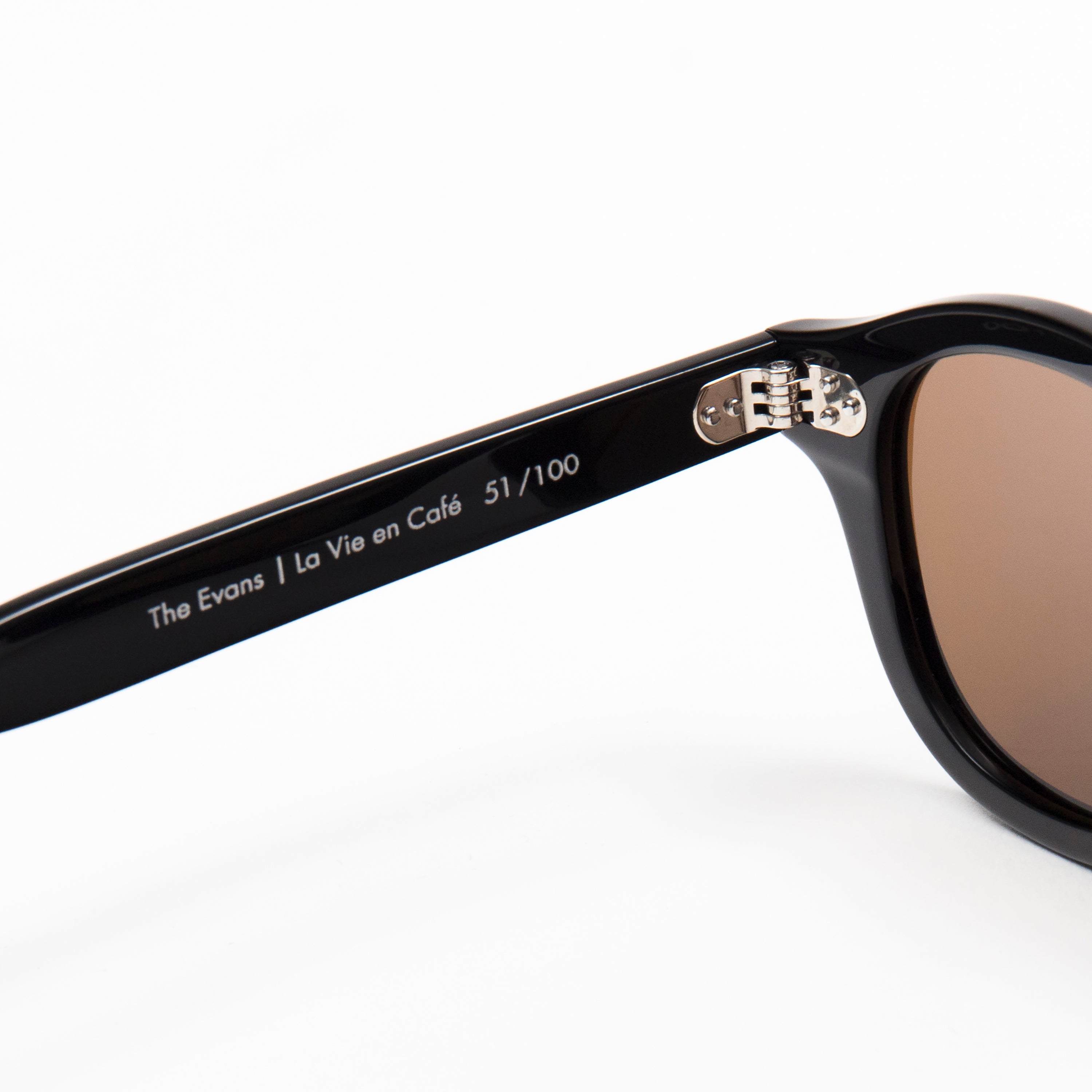 The Evans en Café — sunglasses, Mazzucchelli 1849 acetate frame, round shape, in coffee brown.
