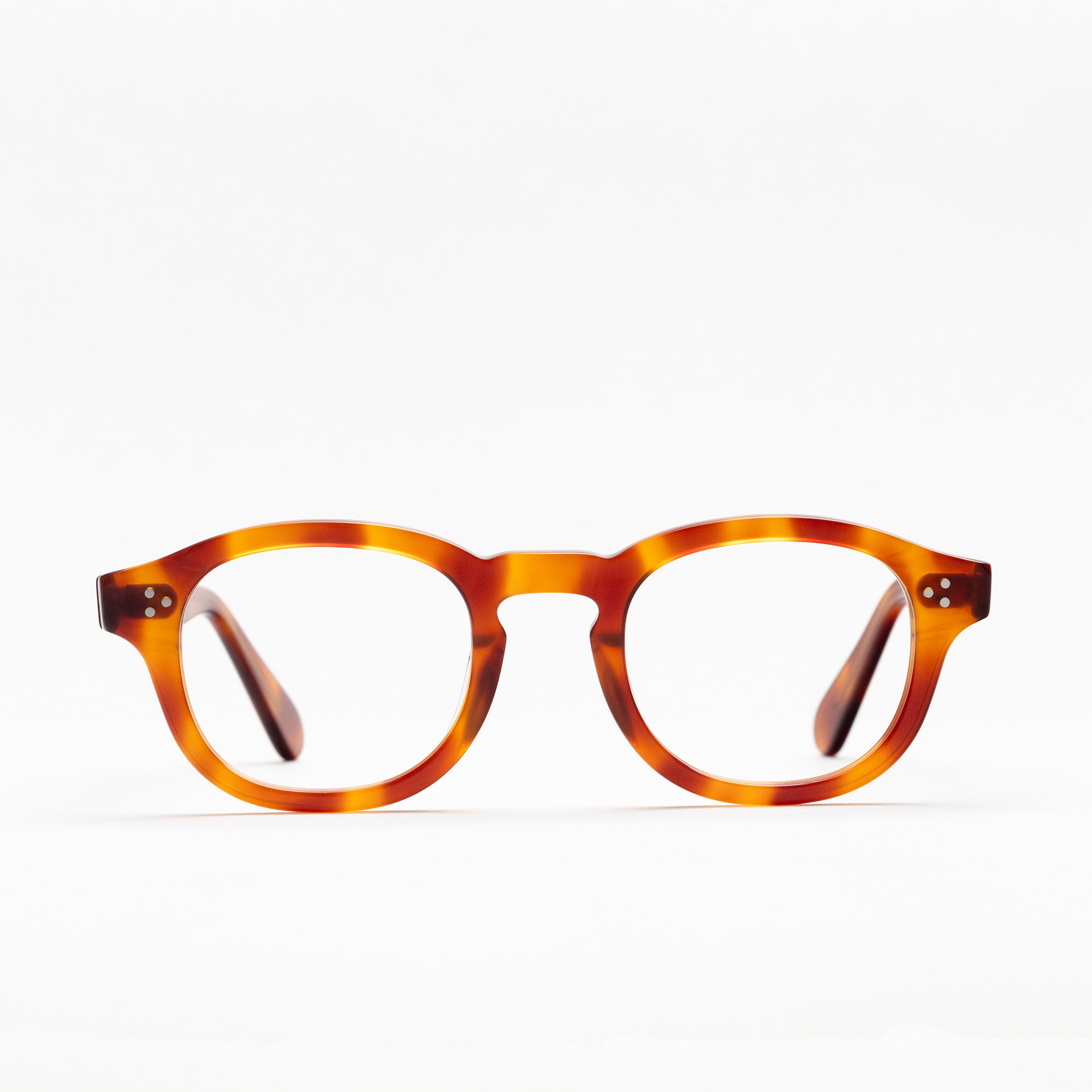 The Evans Scotch — eyeglasses, Mazzucchelli 1849 acetate frame, round shape, in whisky amber.