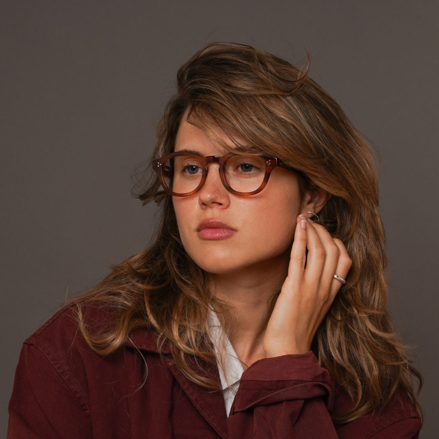 The Evans Scotch — eyeglasses, Mazzucchelli 1849 acetate frame, round shape, in whisky amber.