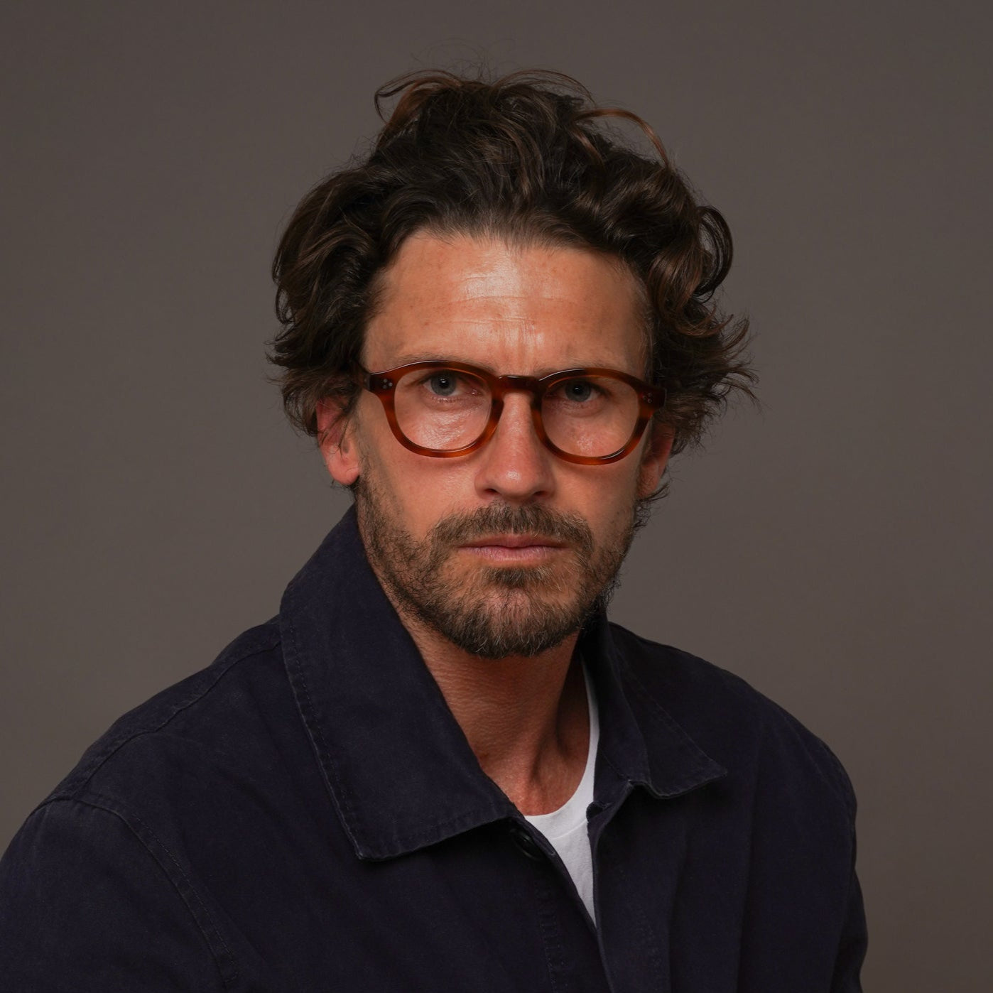 The Evans Scotch — eyeglasses, Mazzucchelli 1849 acetate frame, round shape, in whisky amber.