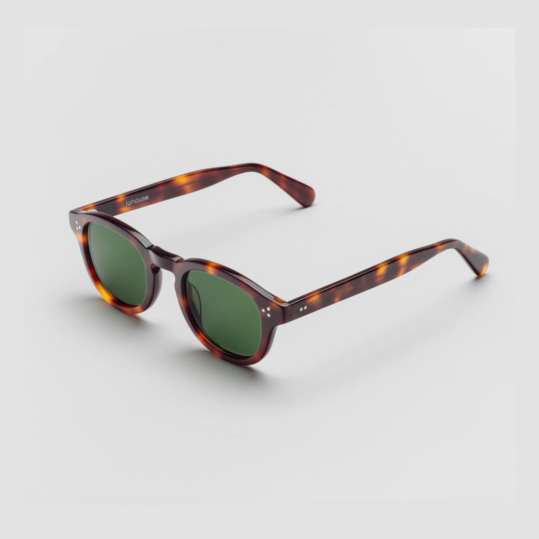 The Evans Tortoise Sunglasses, Mazzucchelli 1849 acetate frame, round shape, in tortoise.