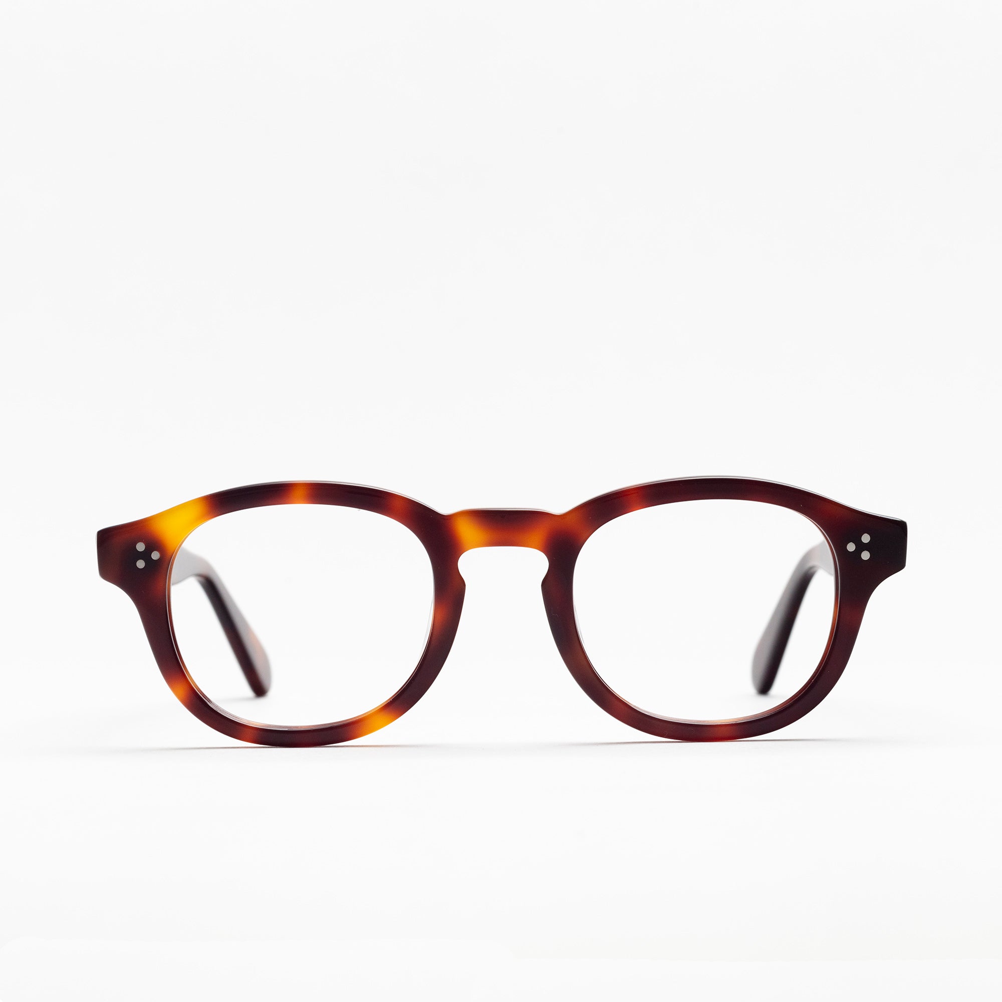 The Evans Tortoise — eyeglasses, Mazzucchelli 1849 acetate frame, round shape, in tortoise.