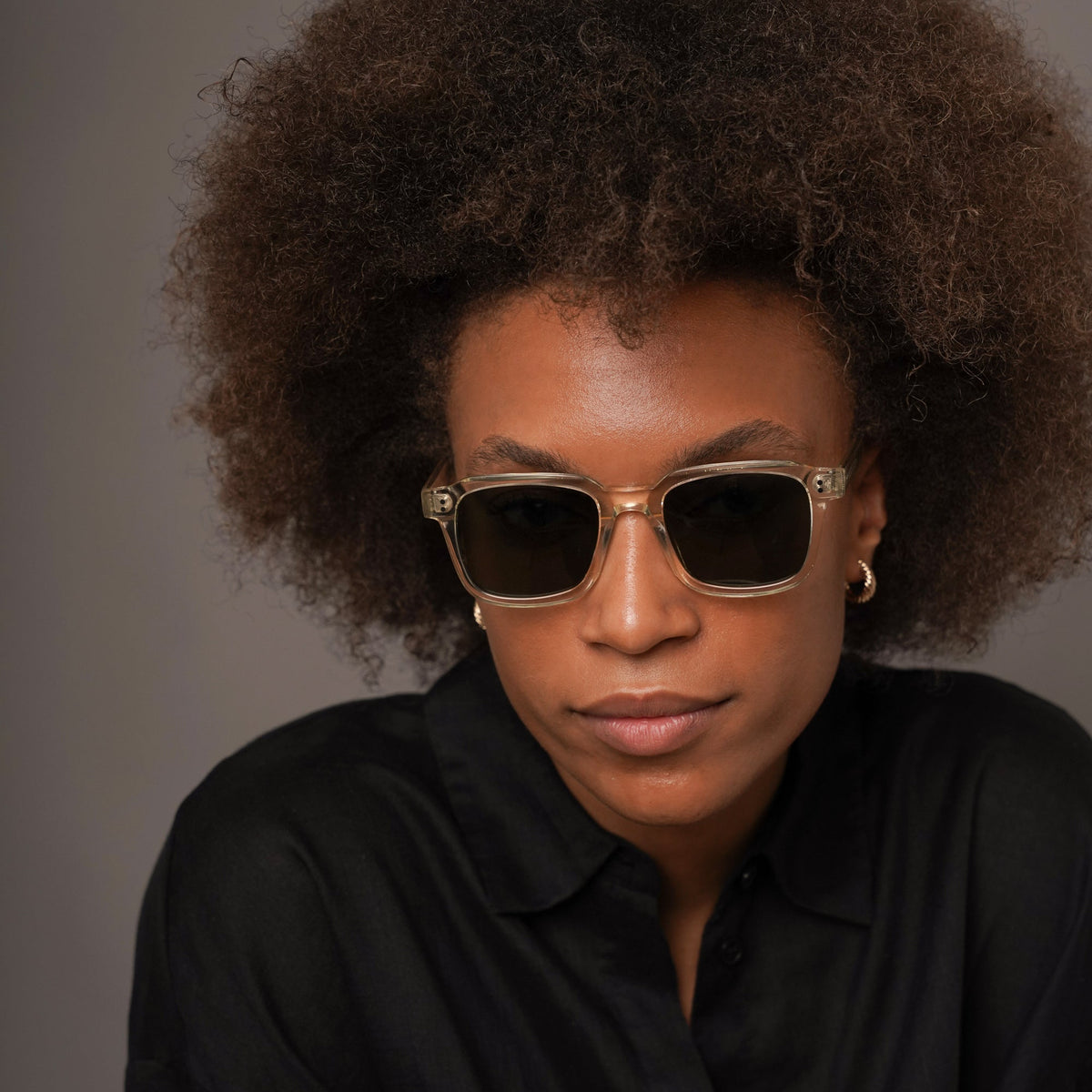The Hoffman Air Sunglasses, Mazzucchelli 1849 acetate frame, square shape, in clear crystal.