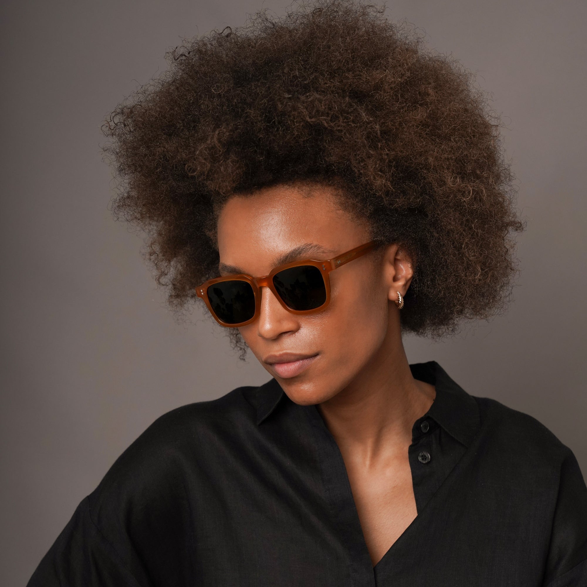 The Hoffman Amber Sunglasses, Mazzucchelli 1849 acetate frame, square shape, in black.