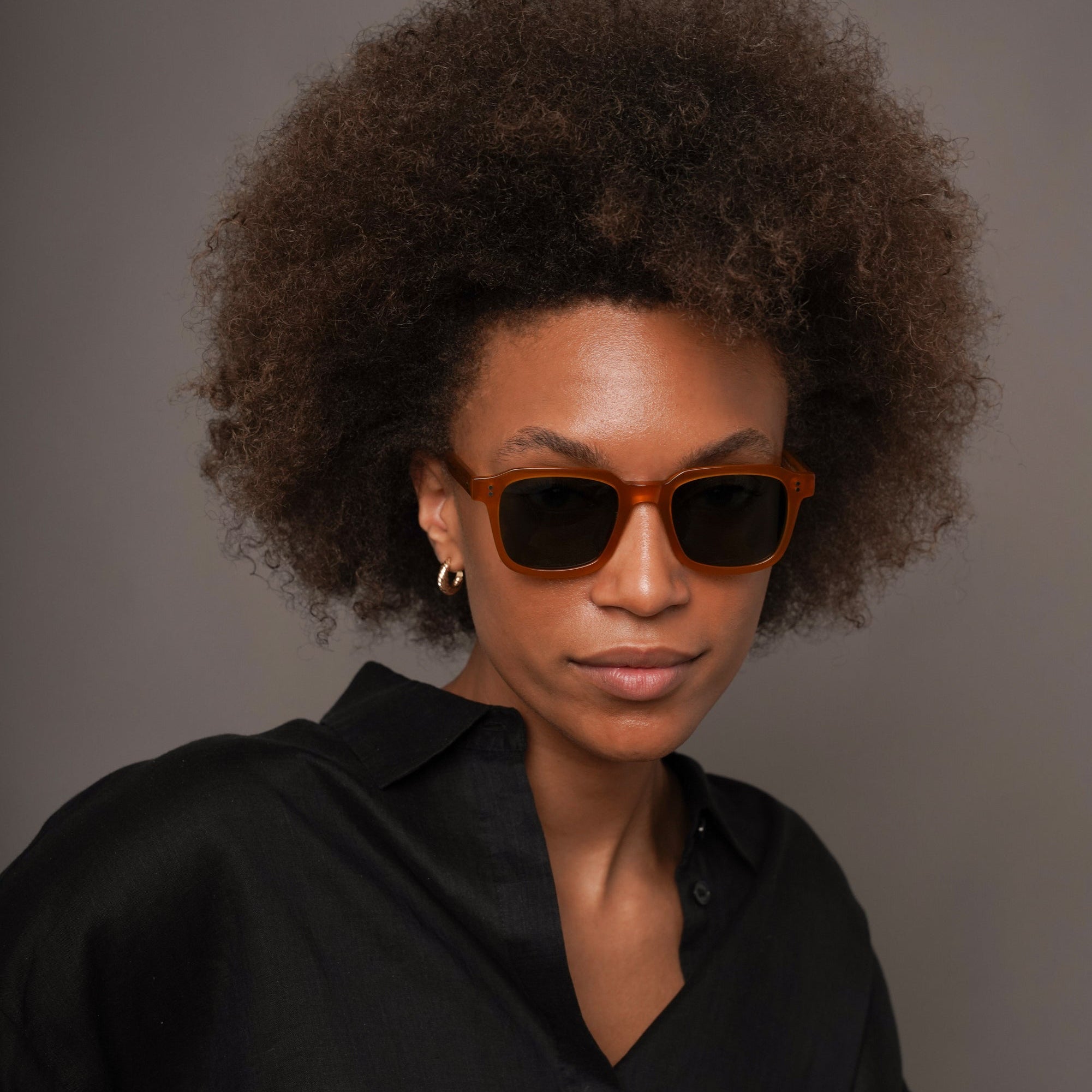 The Hoffman Amber Sunglasses, Mazzucchelli 1849 acetate frame, square shape, in black.