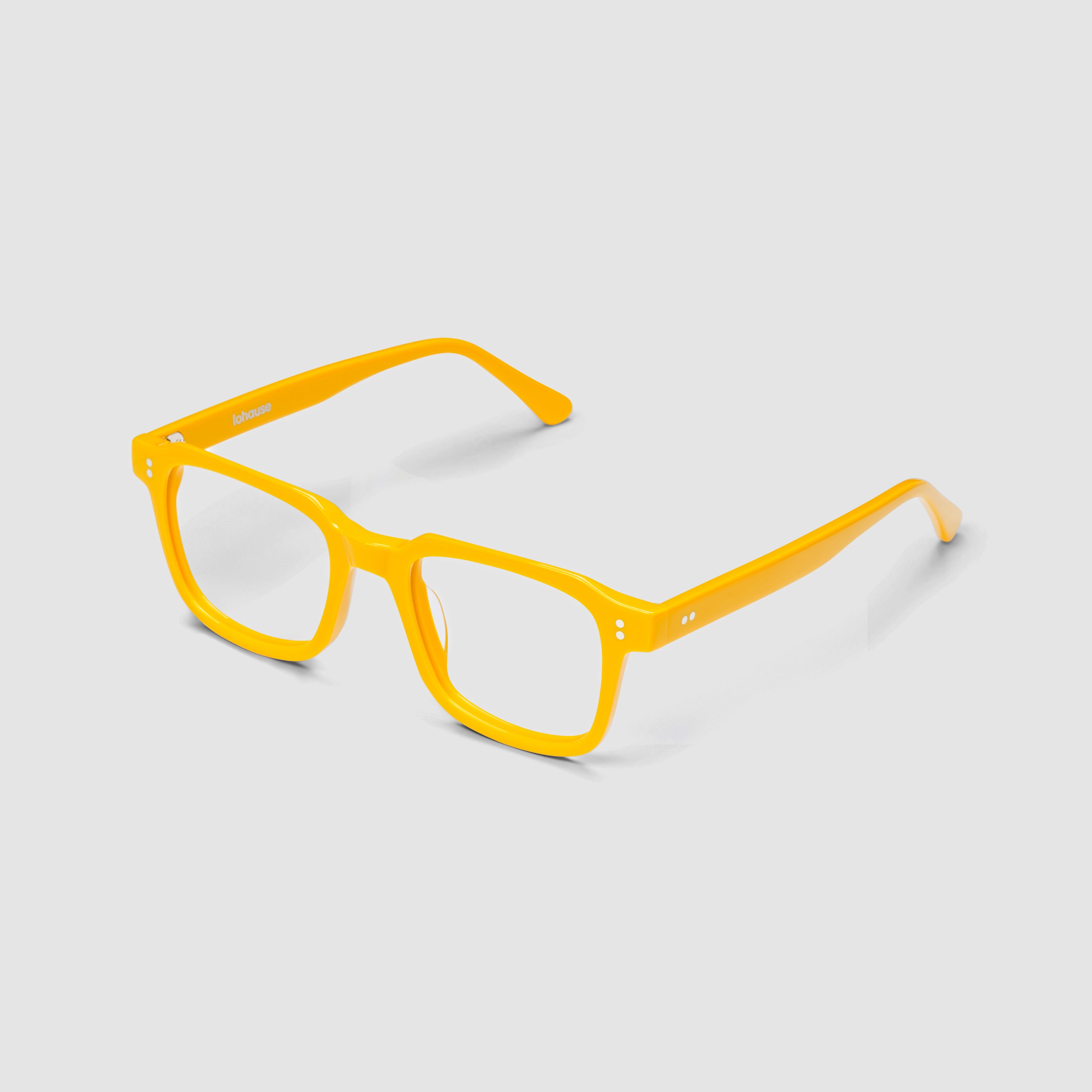 The Hoffman Amberfort — eyeglasses, Mazzucchelli 1849 acetate frame, square shape, in deep amber.