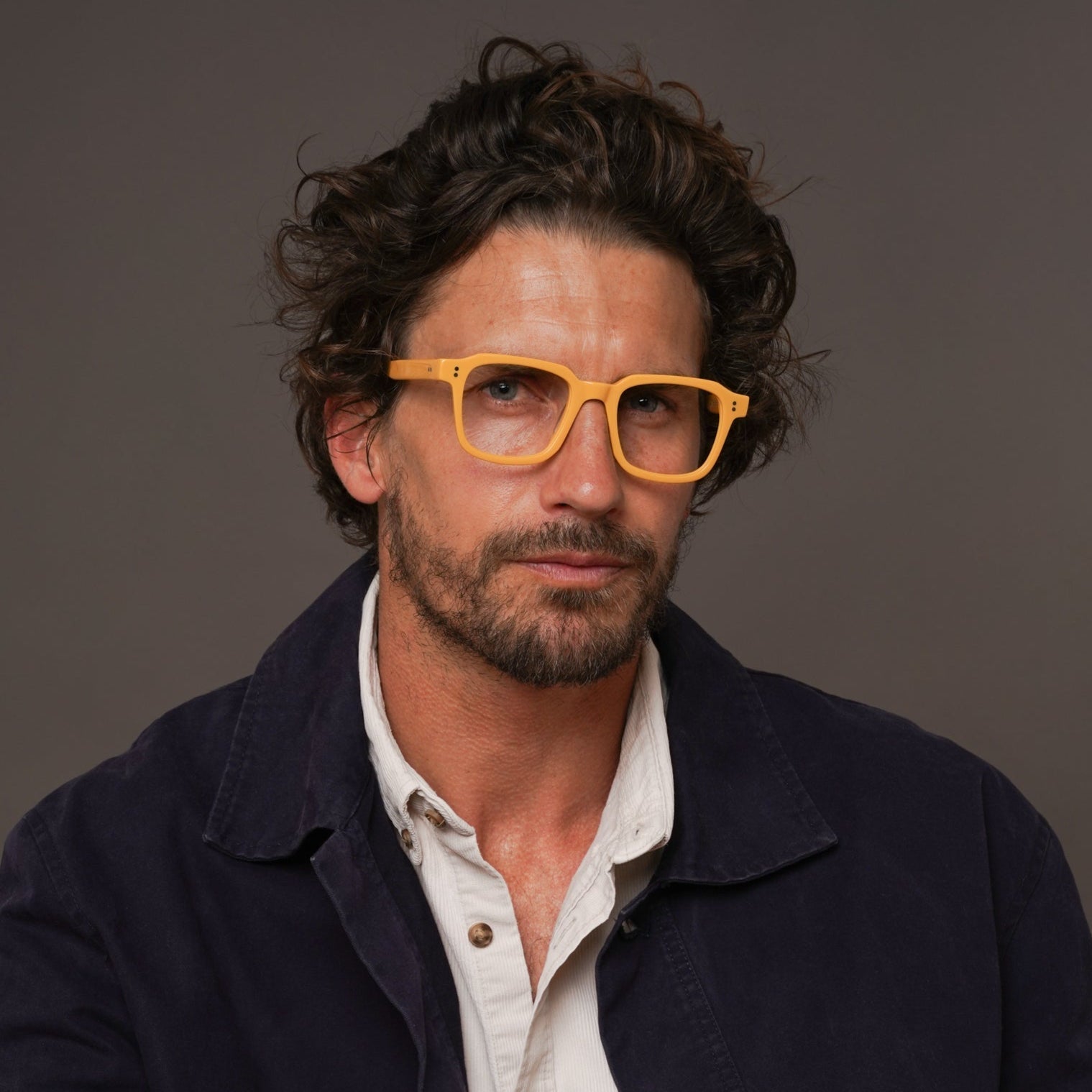 The Hoffman Amberfort — eyeglasses, Mazzucchelli 1849 acetate frame, square shape, in deep amber.