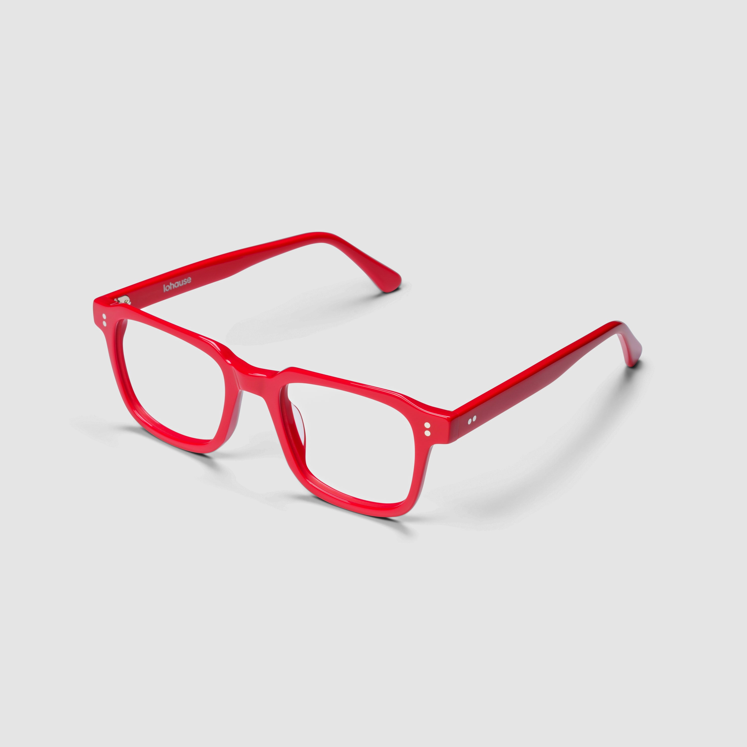 The Hoffman Carmine — eyeglasses, Mazzucchelli 1849 acetate frame, square shape, in carmine.