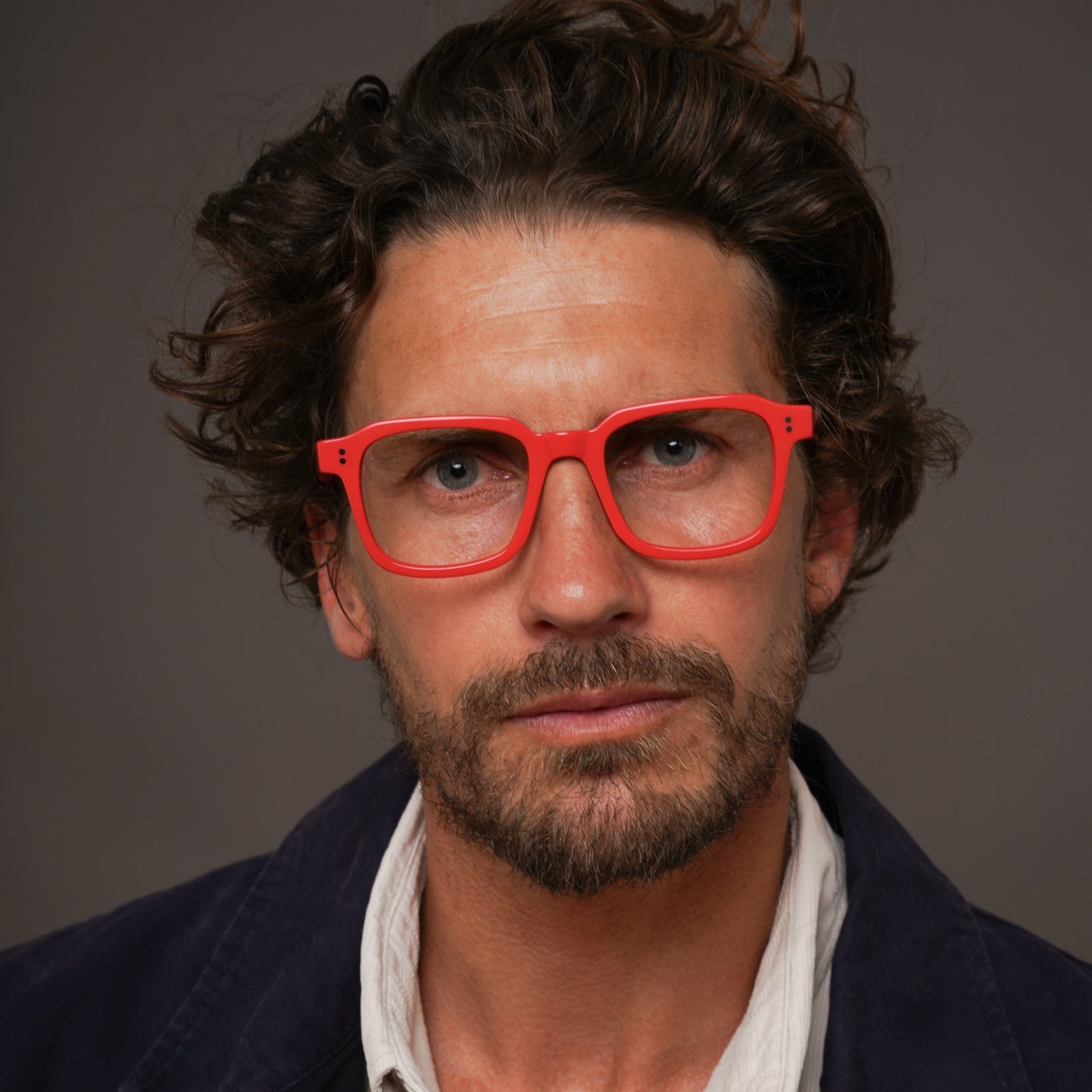 The Hoffman Carmine — eyeglasses, Mazzucchelli 1849 acetate frame, square shape, in carmine.
