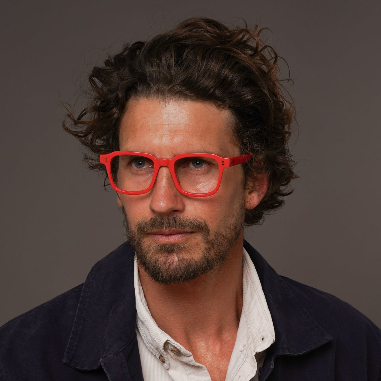 The Hoffman Carmine — eyeglasses, Mazzucchelli 1849 acetate frame, square shape, in carmine.
