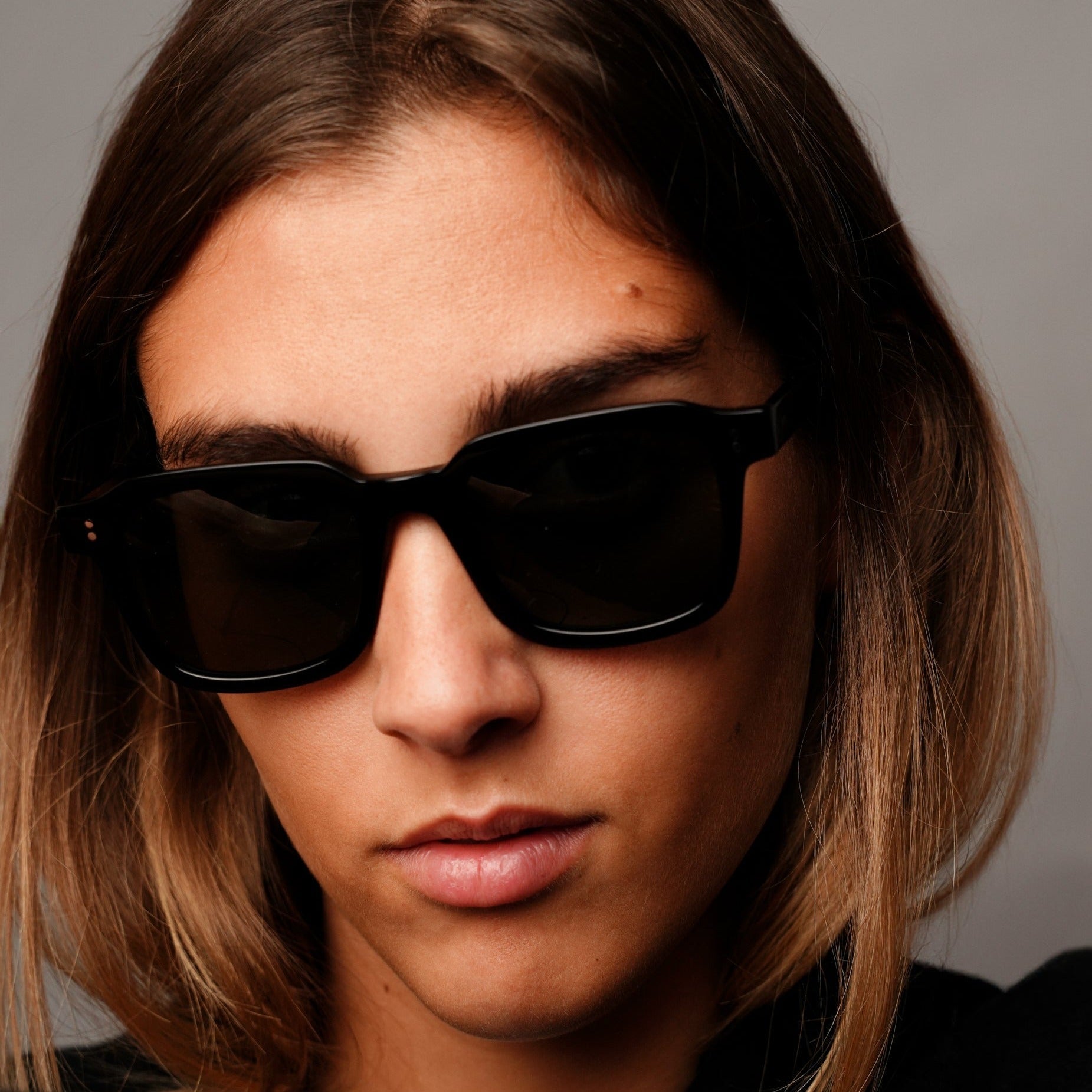The Hoffman Noir Sunglasses, Mazzucchelli 1849 acetate frame, square shape, in black.