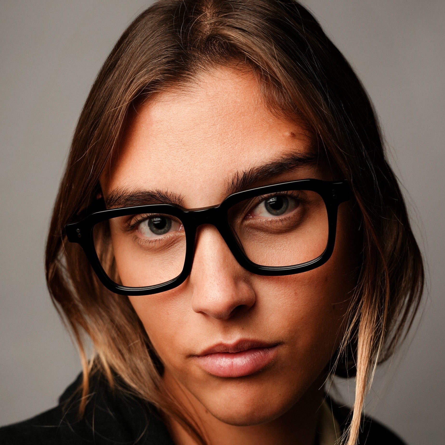 The Hoffman Noir — eyeglasses, Mazzucchelli 1849 acetate frame, square shape, in black.