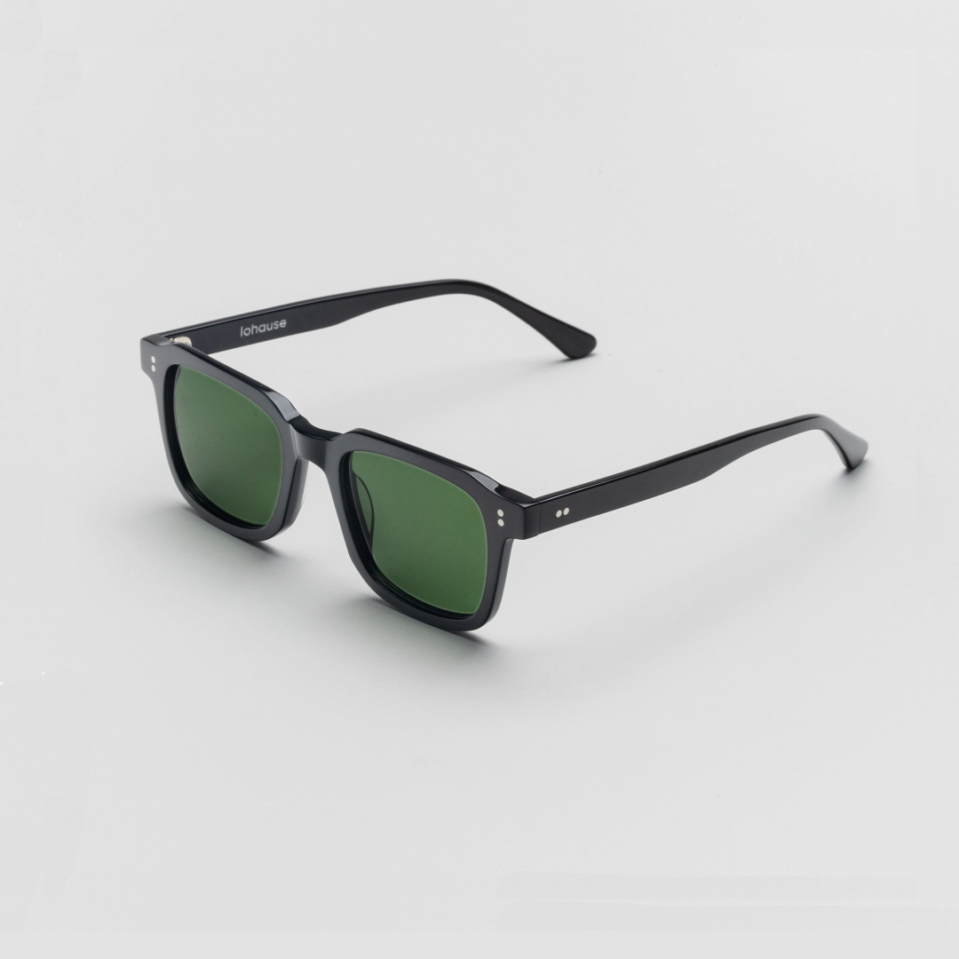 The Hoffman Noir Sunglasses, Mazzucchelli 1849 acetate frame, square shape, in black.