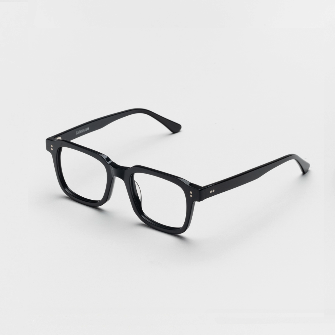 The Hoffman Noir — eyeglasses, Mazzucchelli 1849 acetate frame, square shape, in black.