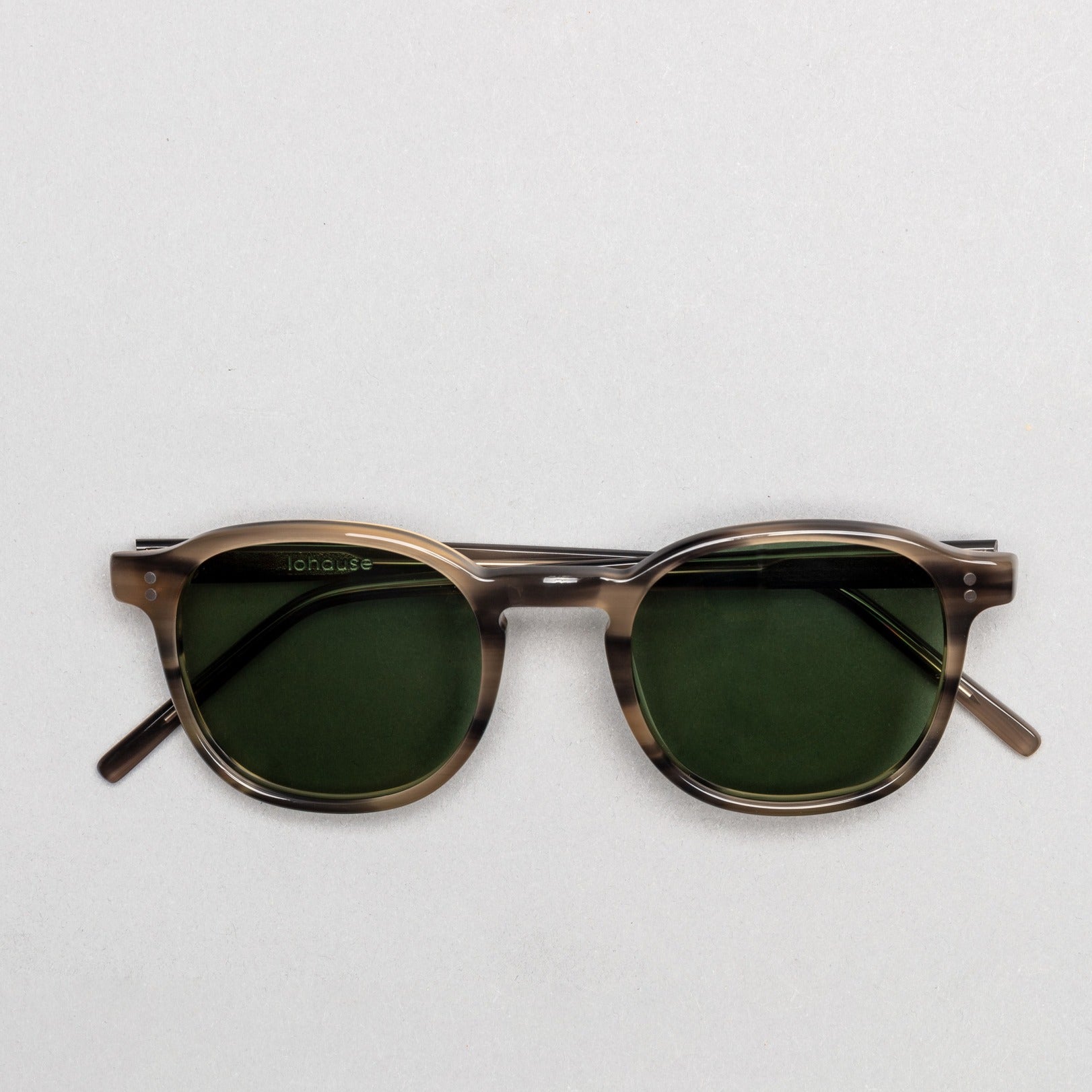 The Marshall Olive Sunglasses, Mazzucchelli 1849 acetate frame, round shape, in olive green.