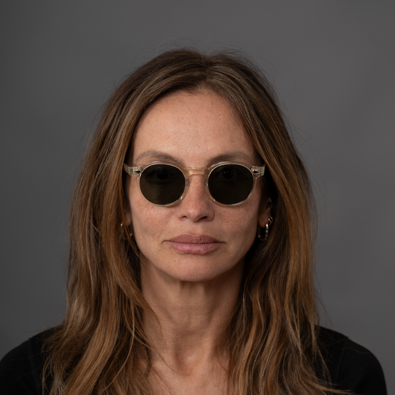 The Picasso Air Sunglasses, Mazzucchelli 1849 acetate frame, round shape, in clear crystal.