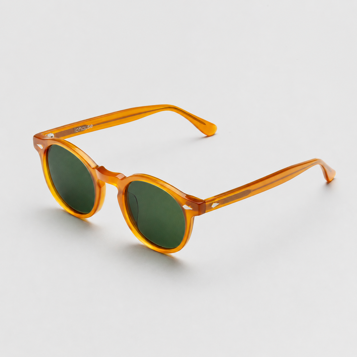 The Picasso Amber Sunglasses, Mazzucchelli 1849 acetate frame, round shape, in amber.