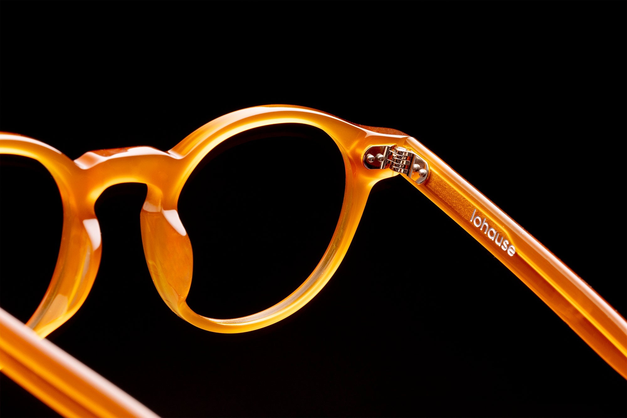 The Picasso Amber — eyeglasses, Mazzucchelli 1849 acetate frame, round shape, in amber.