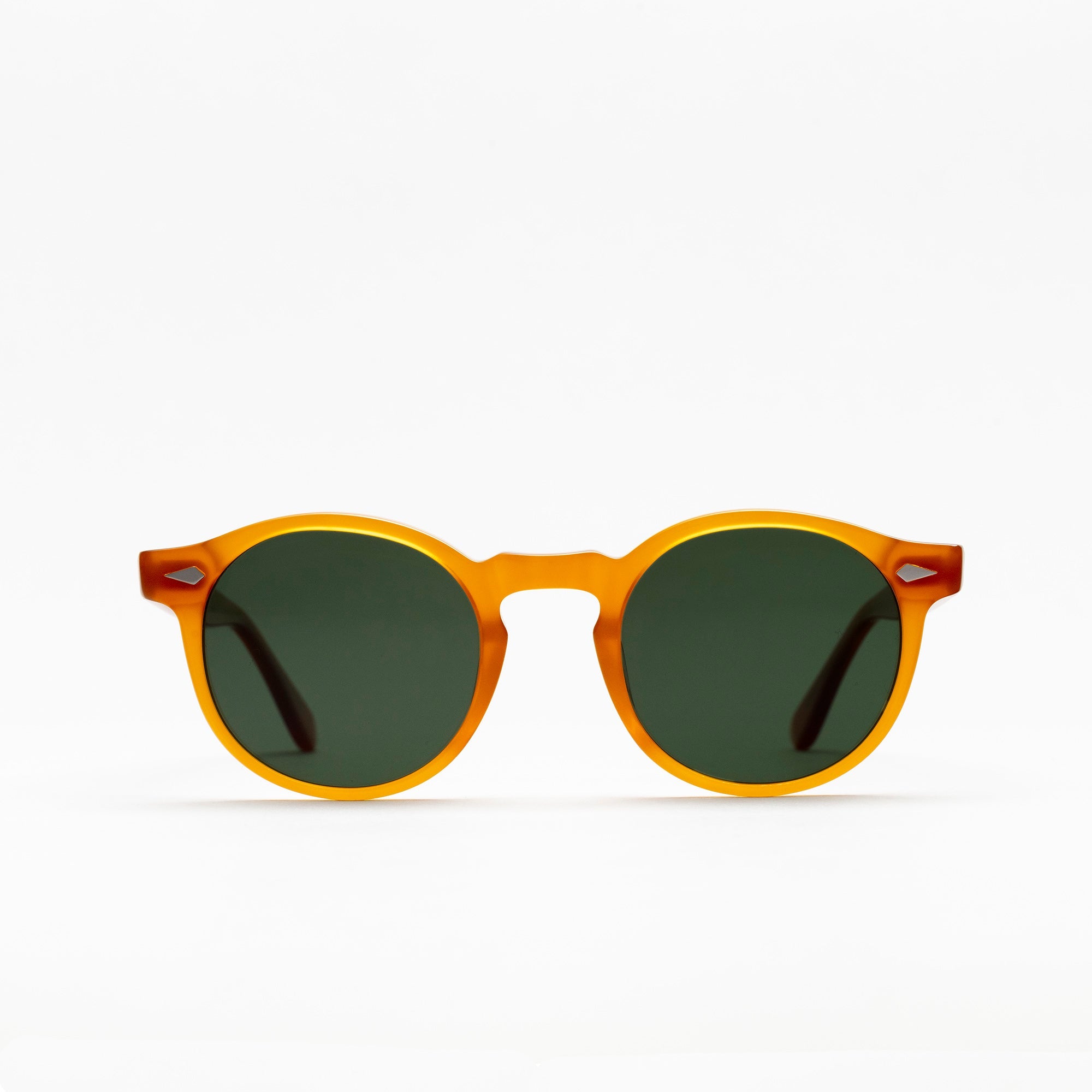 The Picasso Amber Sunglasses, Mazzucchelli 1849 acetate frame, round shape, in amber.