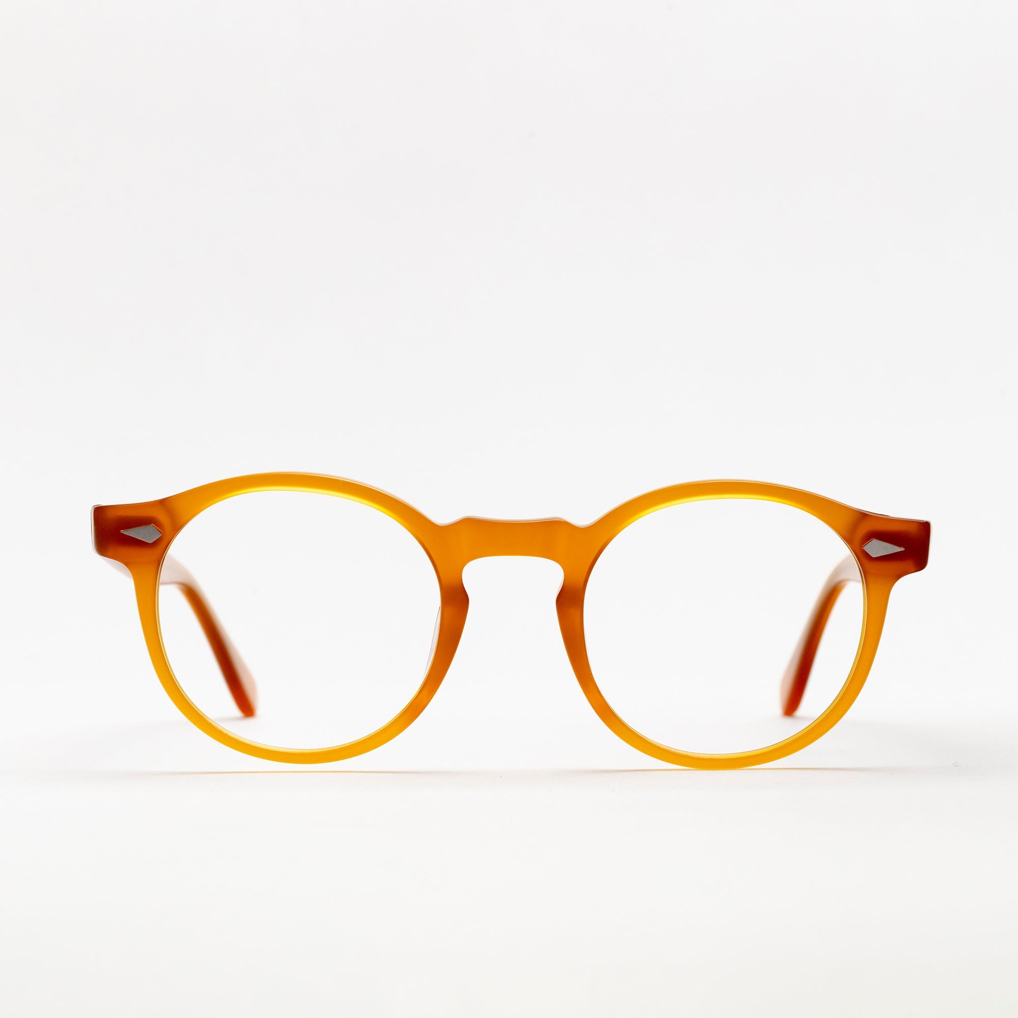 The Picasso Amber — eyeglasses, Mazzucchelli 1849 acetate frame, round shape, in amber.