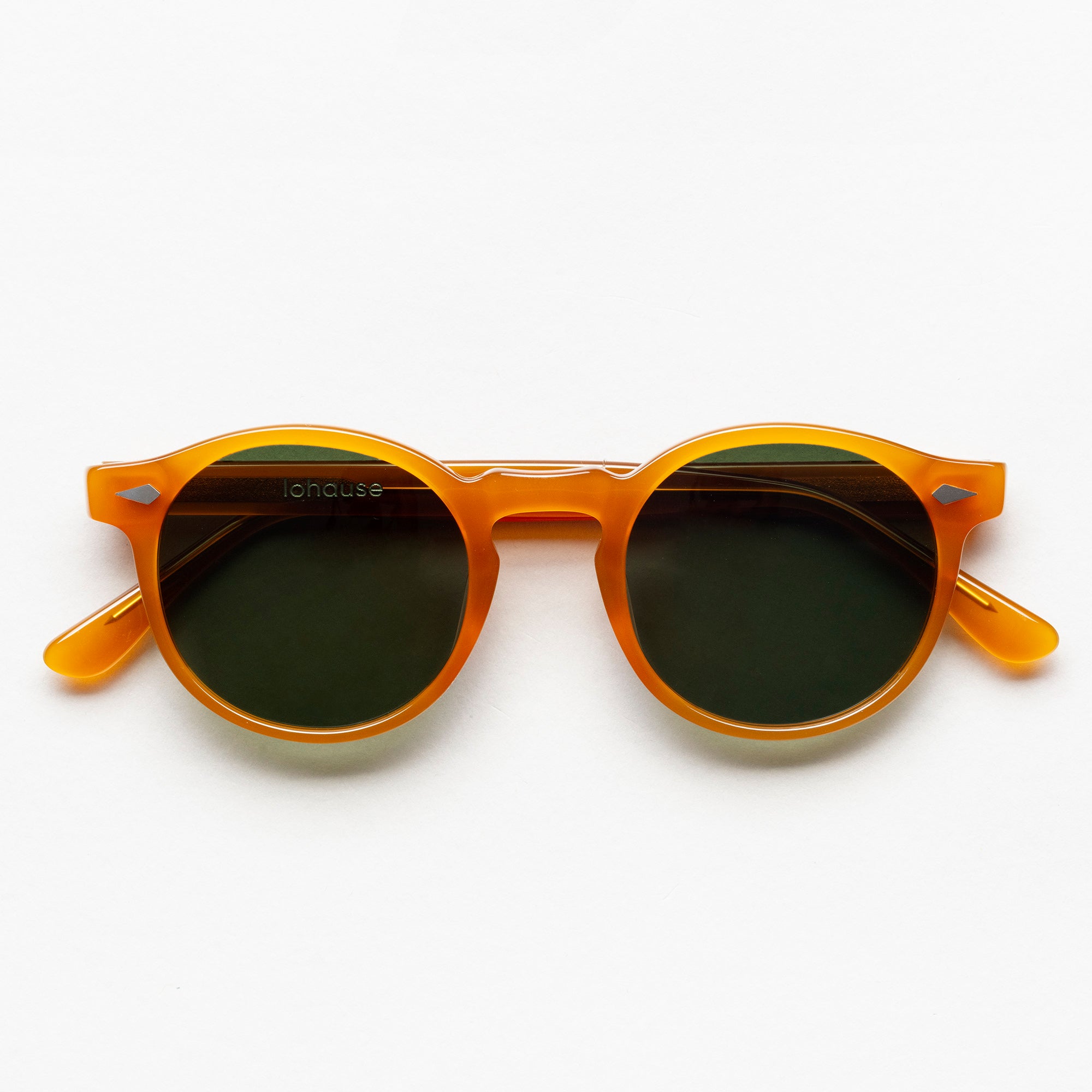The Picasso Amber Sunglasses, Mazzucchelli 1849 acetate frame, round shape, in amber.