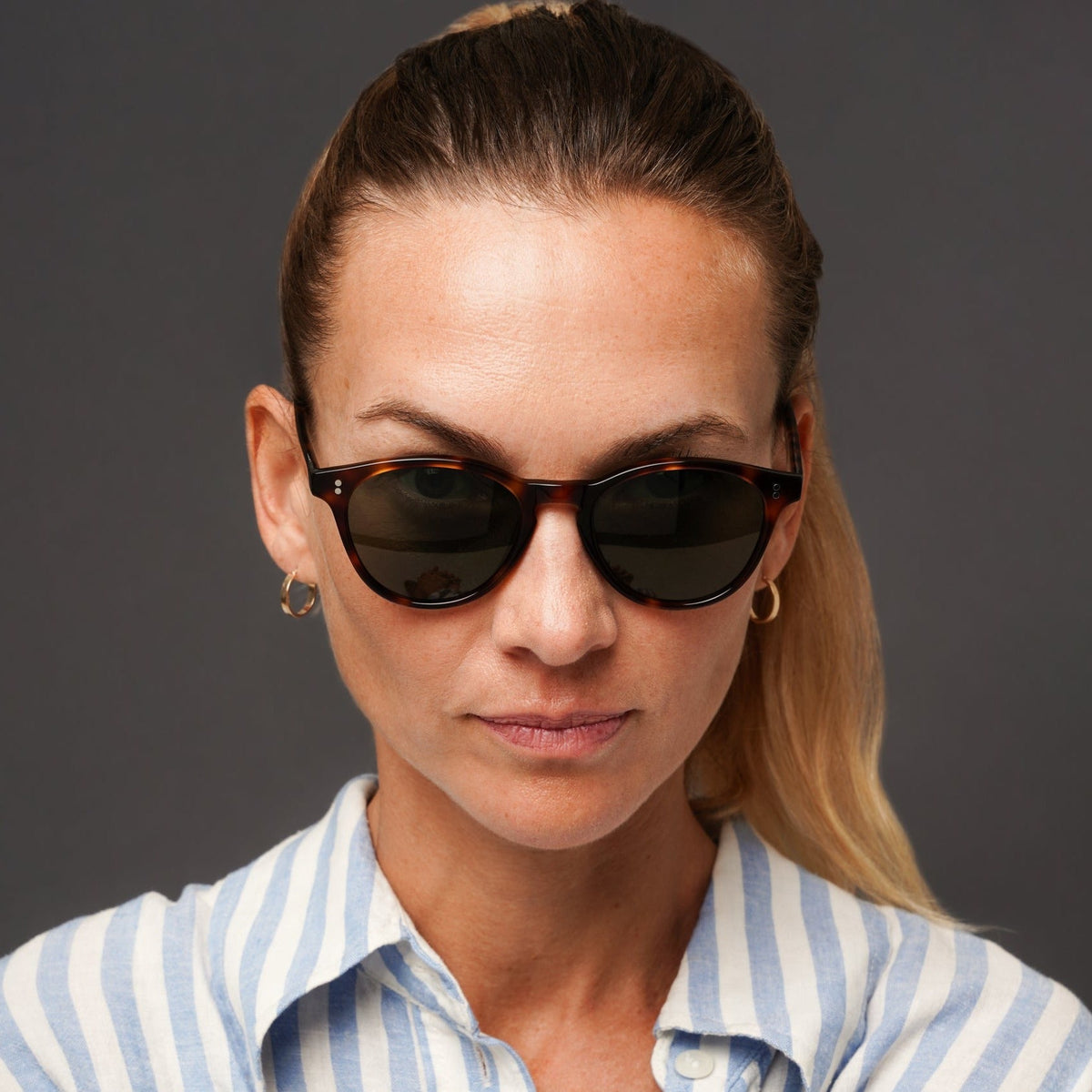 The Spielberg Tortoise Sunglasses, Mazzucchelli 1849 acetate frame, round shape, in tortoise.