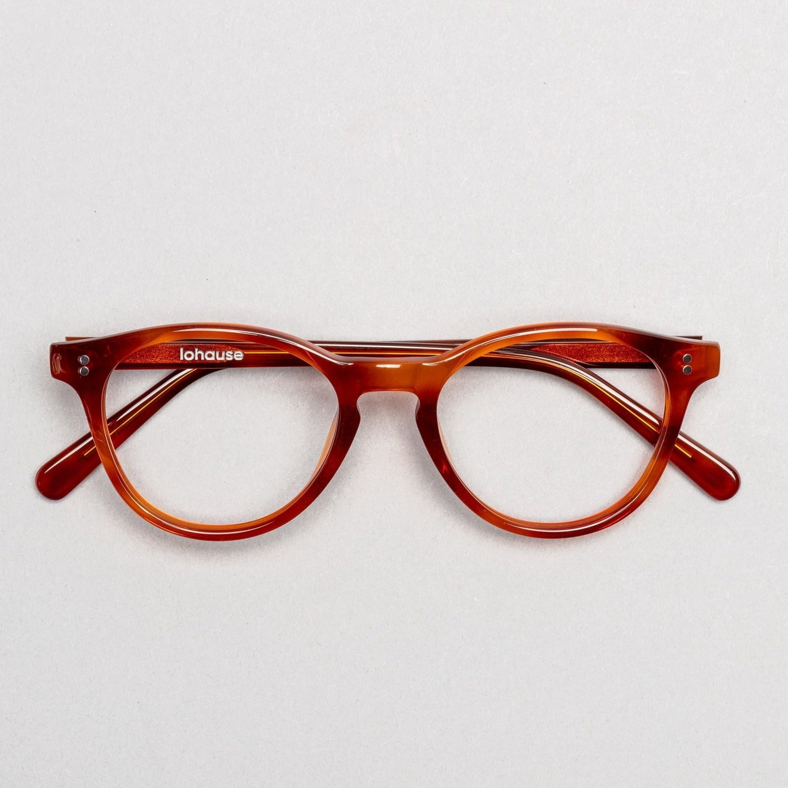 The Spielberg Tea — eyeglasses, Mazzucchelli 1849 acetate frame, round shape, in tea (light amber).