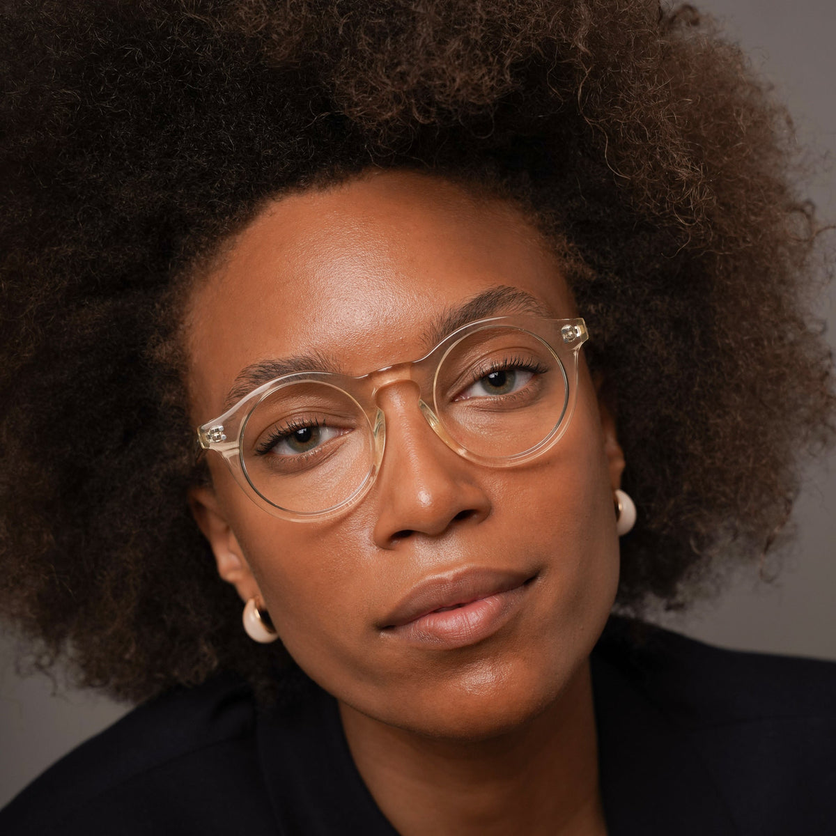 The Spike Air, eyeglasses, Mazzucchelli 1849 acetate frame, round shape, in clear crystal.