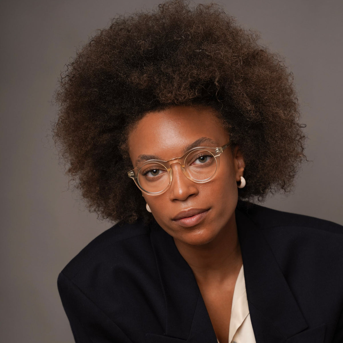 The Spike Air, eyeglasses, Mazzucchelli 1849 acetate frame, round shape, in clear crystal.