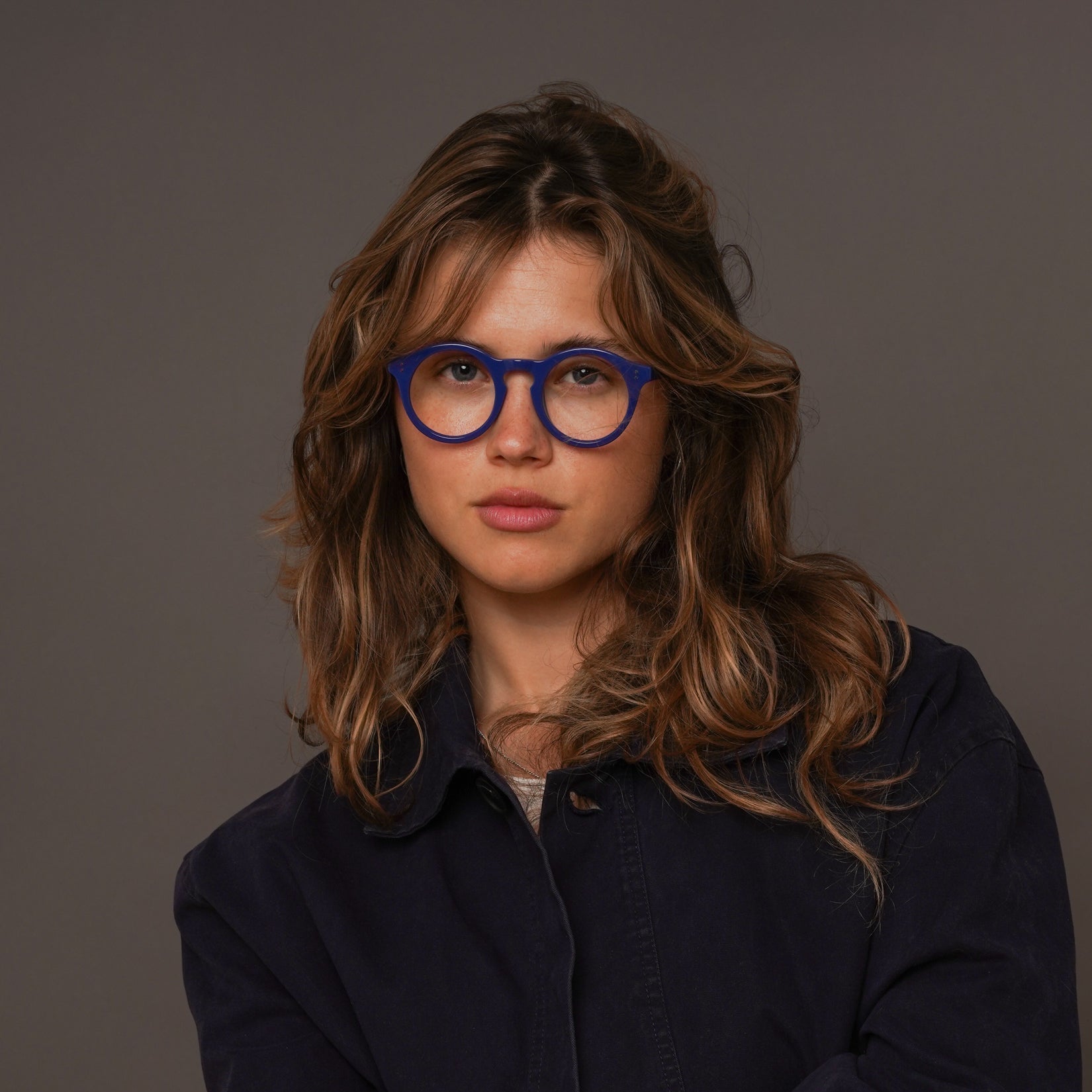 The Spike Majorelle — eyeglasses, Mazzucchelli 1849 acetate frame, round shape, in Majorelle blue.