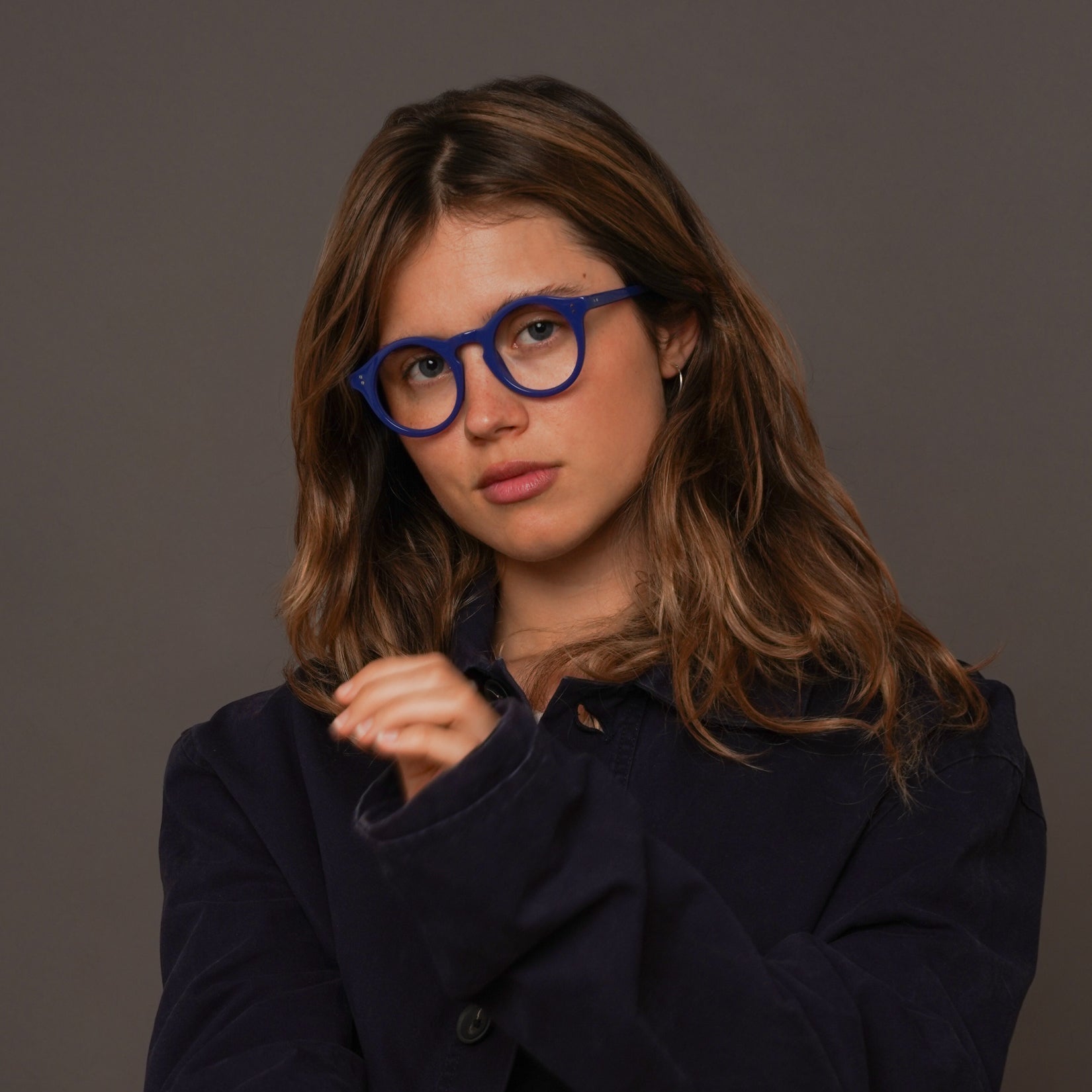 The Spike Majorelle — eyeglasses, Mazzucchelli 1849 acetate frame, round shape, in Majorelle blue.
