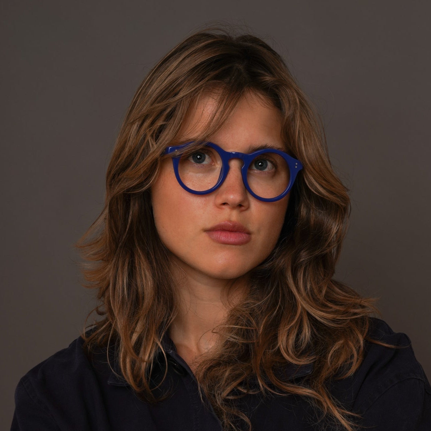 The Spike Majorelle — eyeglasses, Mazzucchelli 1849 acetate frame, round shape, in Majorelle blue.