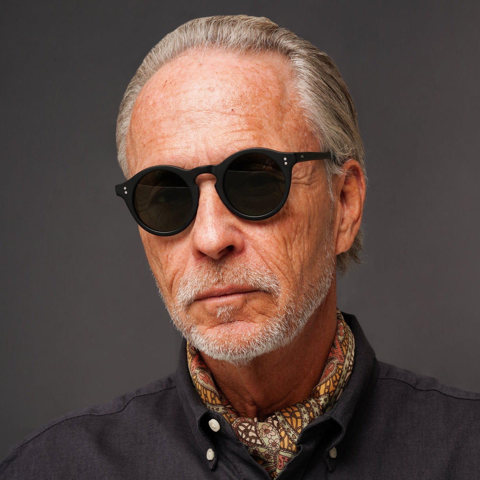 The Spike Matte Black Sunglasses, Mazzucchelli 1849 acetate frame, round shape, in matte black.