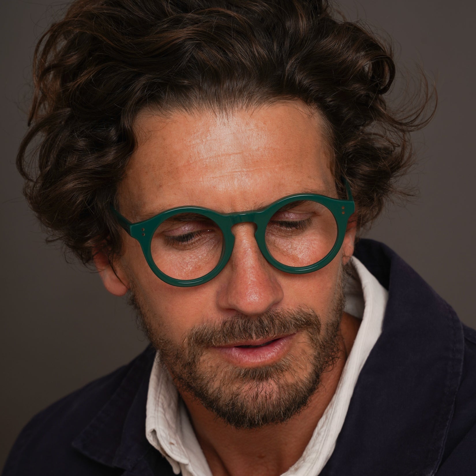 The Spike Moritz — eyeglasses, Mazzucchelli 1849 acetate frame, round shape, Moritz finish.