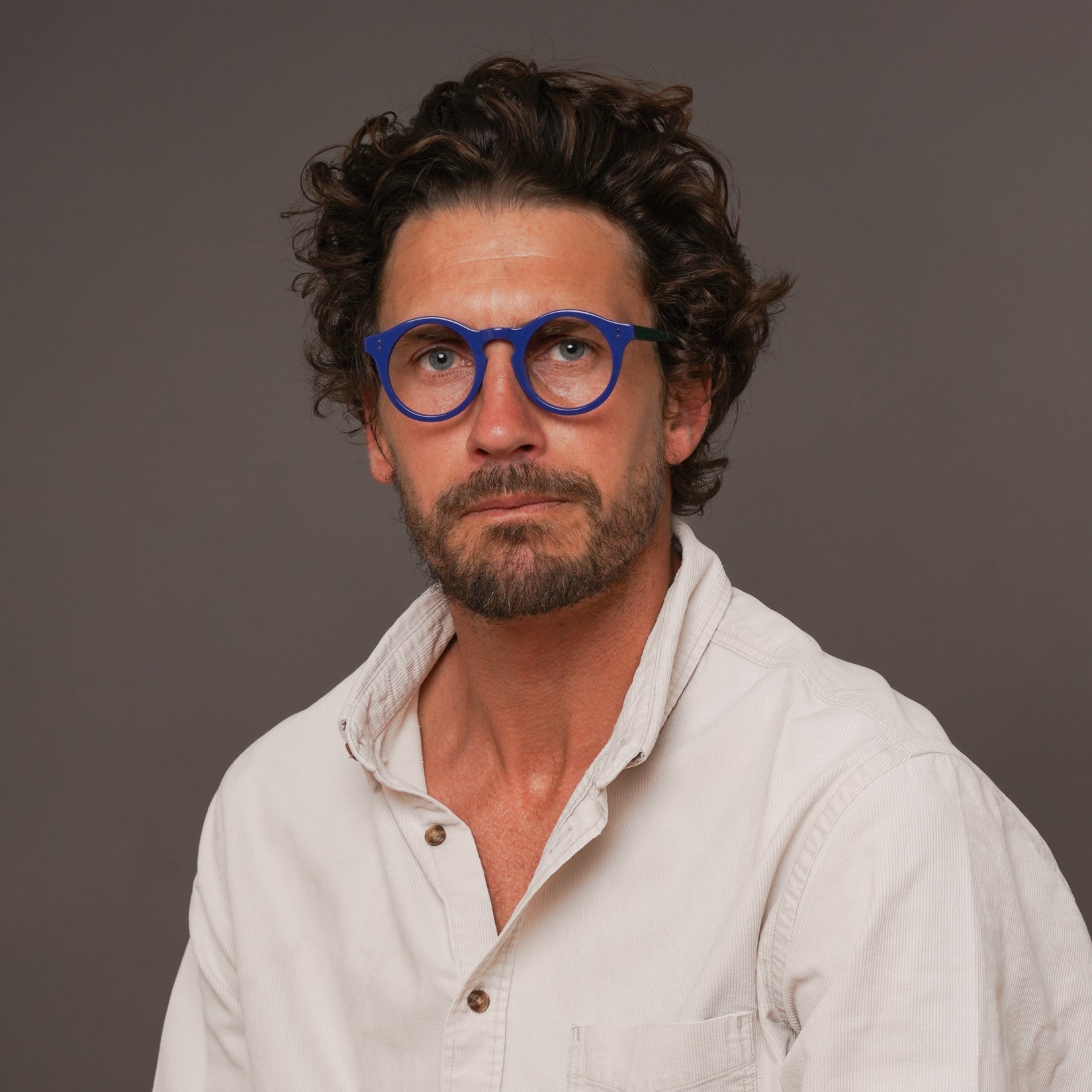 The Spike Moritz — eyeglasses, Mazzucchelli 1849 acetate frame, round shape, Moritz finish.