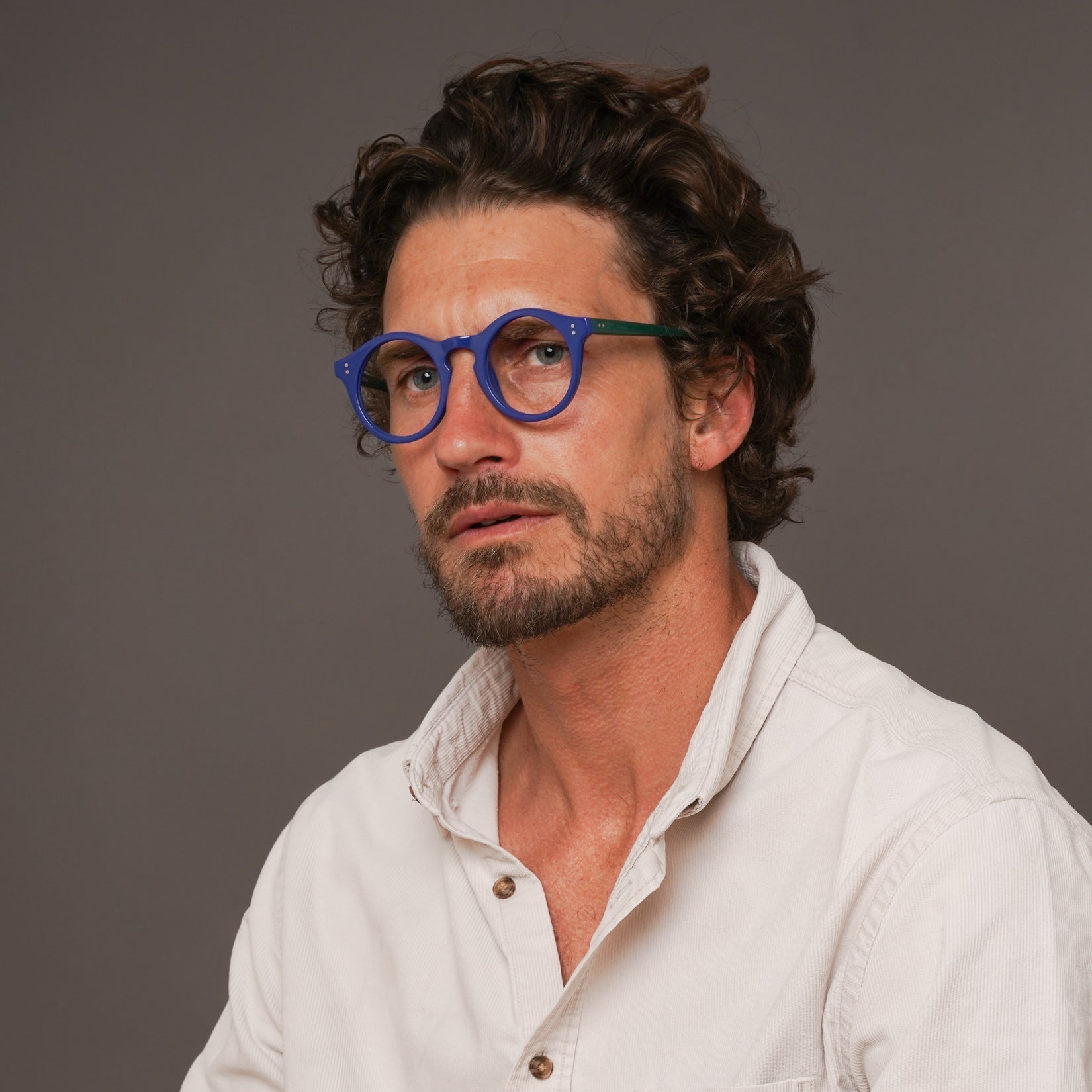 The Spike Moritz — eyeglasses, Mazzucchelli 1849 acetate frame, round shape, Moritz finish.