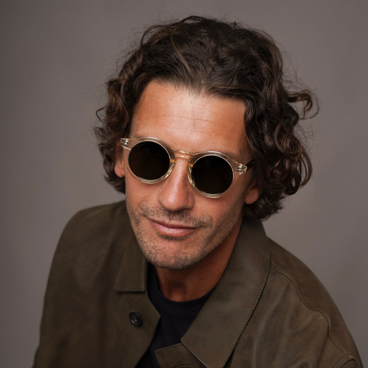 The Spike N1 Sunglasses, Mazzucchelli 1849 acetate frame, round shape, in tortoise.
