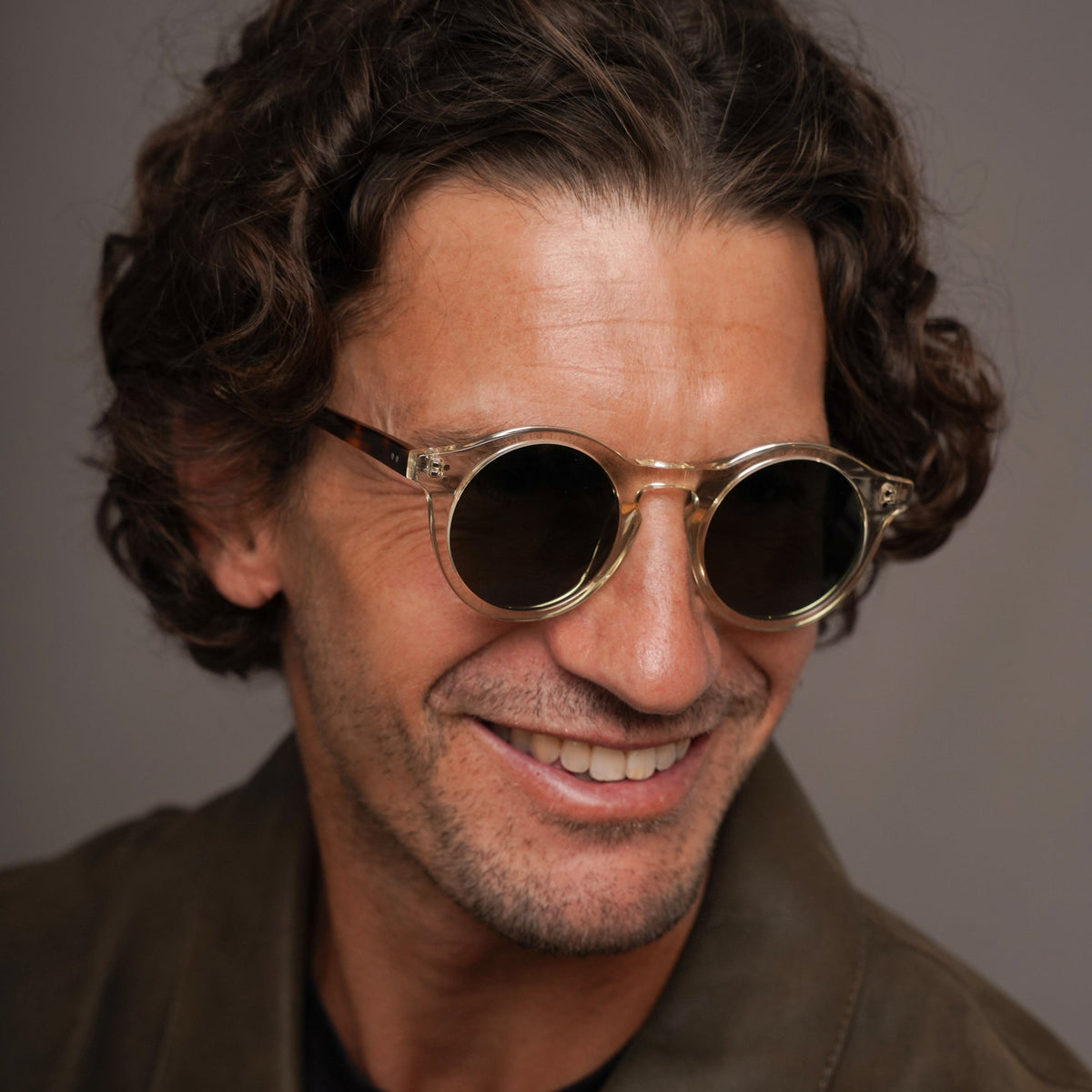 The Spike N1 Sunglasses, Mazzucchelli 1849 acetate frame, round shape, in tortoise.