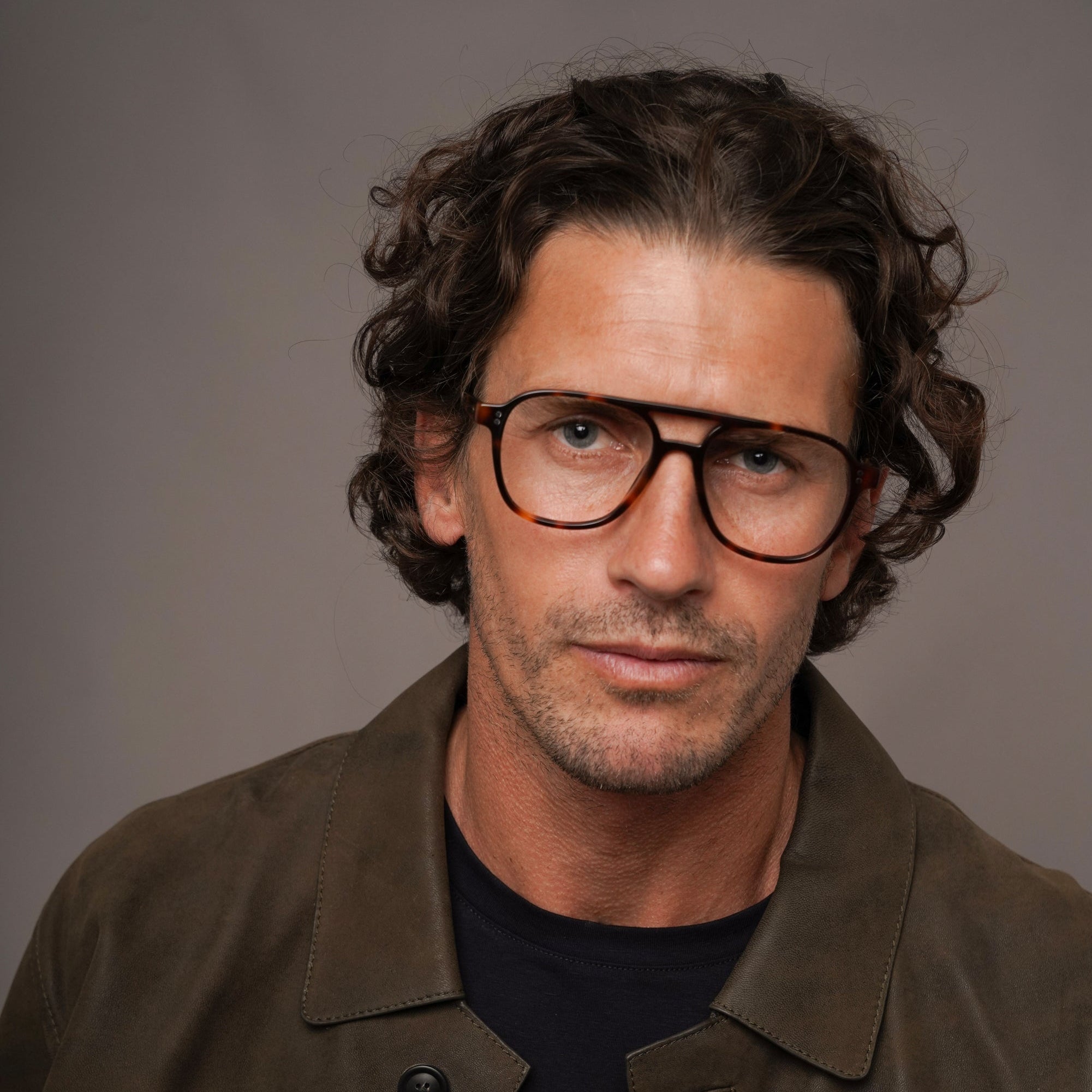 The Truman Tortoise — eyeglasses, Mazzucchelli 1849 acetate frame, aviator shape, in tortoise.