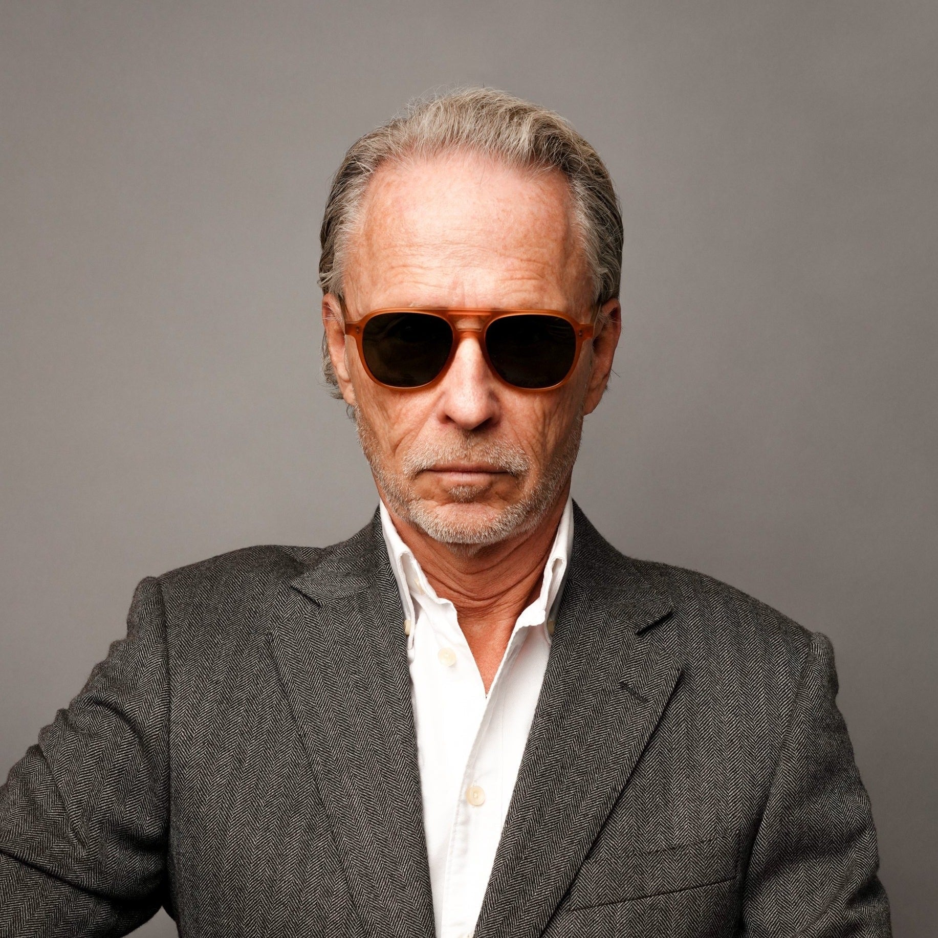 The Truman Amber Sunglasses, Mazzucchelli 1849 acetate frame, aviator shape, in amber.