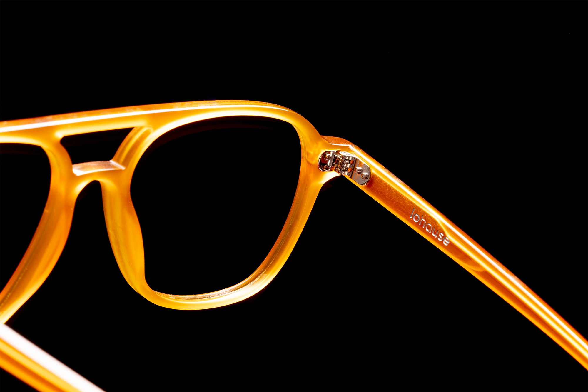 The Truman Amber Sunglasses, Mazzucchelli 1849 acetate frame, aviator shape, in amber.