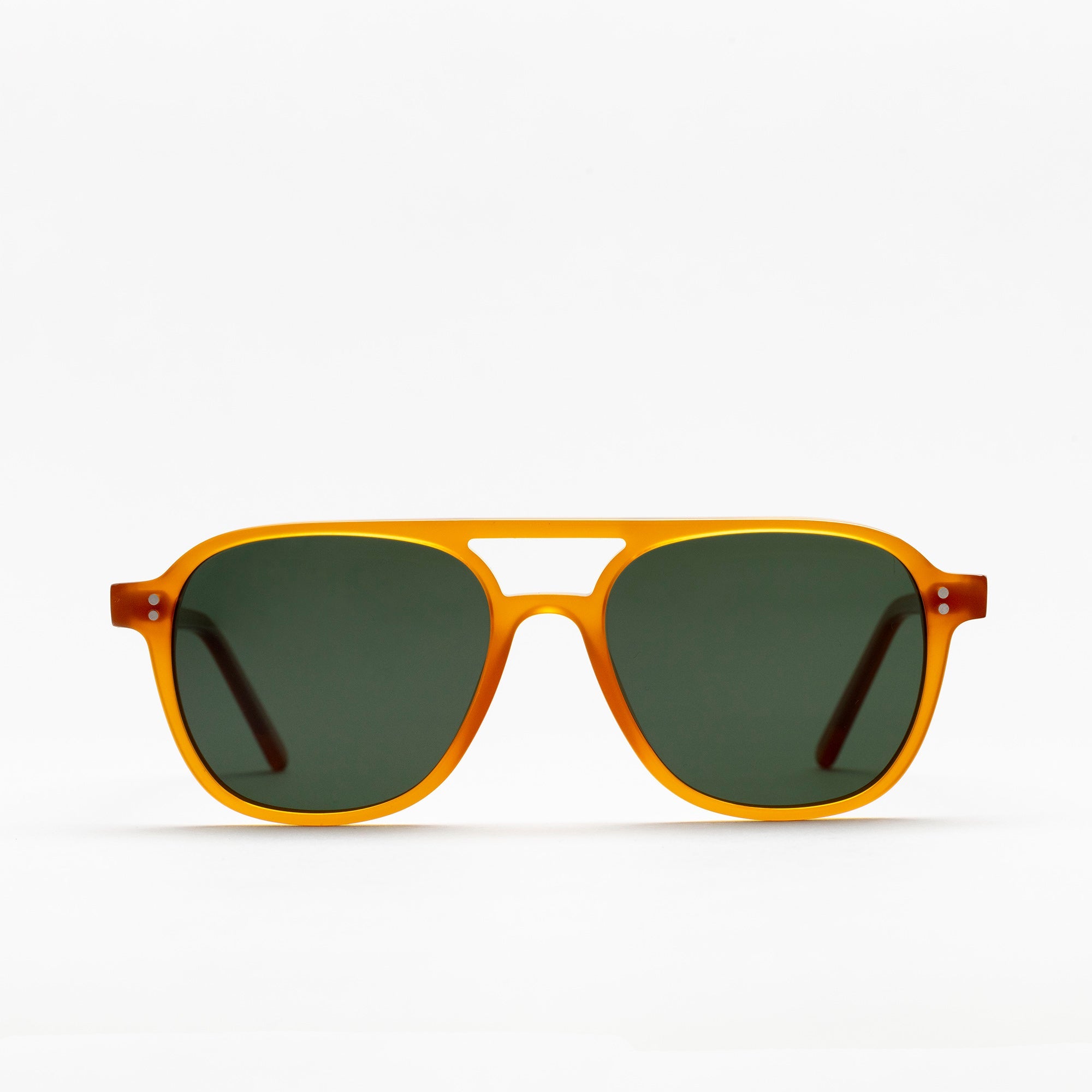 The Truman Amber Sunglasses, Mazzucchelli 1849 acetate frame, aviator shape, in amber.