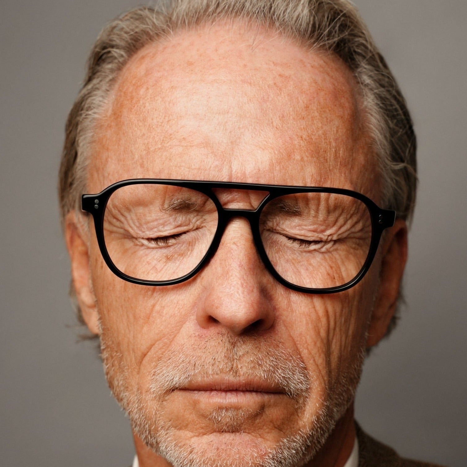 The Truman Noir — eyeglasses, Mazzucchelli 1849 acetate frame, aviator shape, in black.