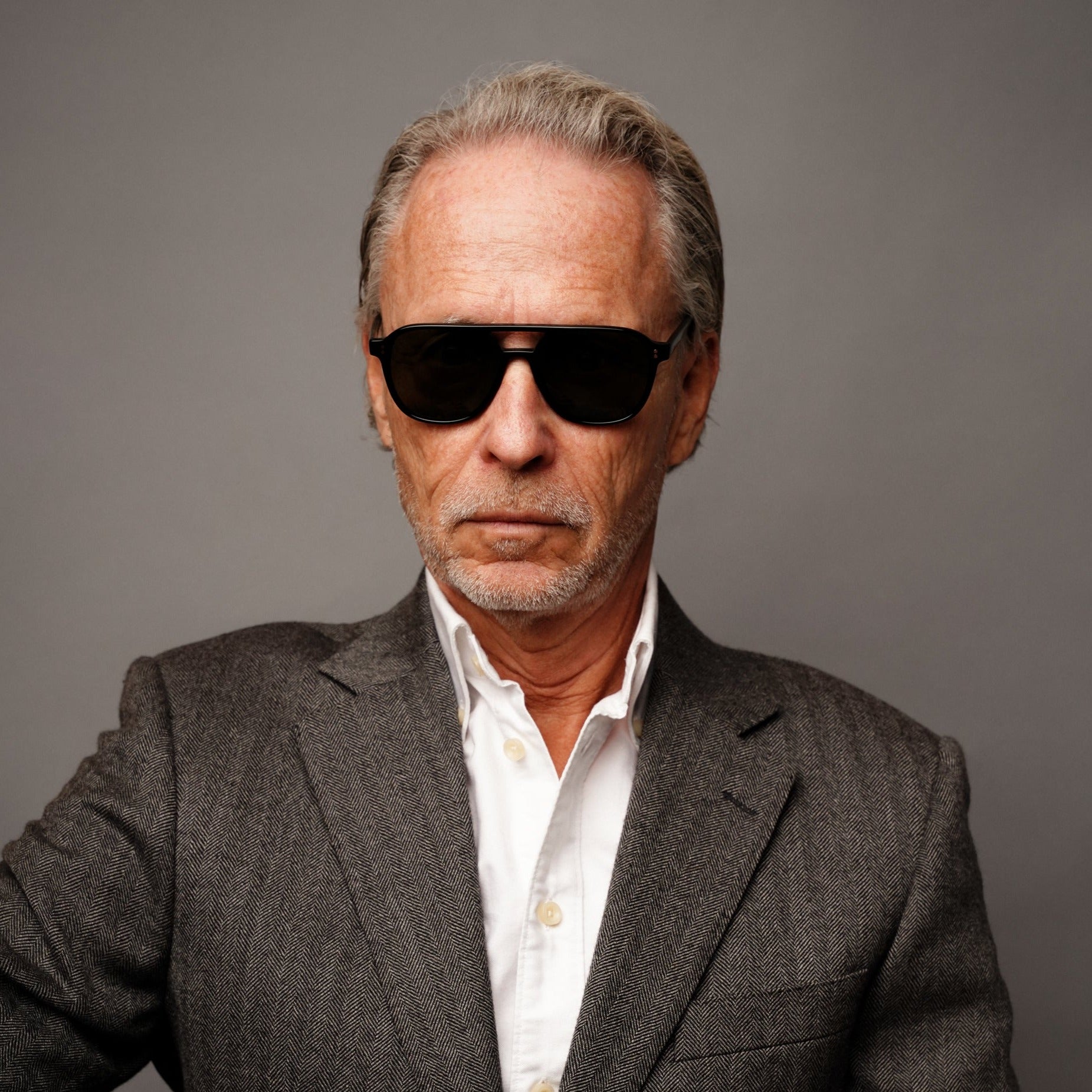 The Truman Noir Sunglasses, Mazzucchelli 1849 acetate frame, aviator shape, in black.