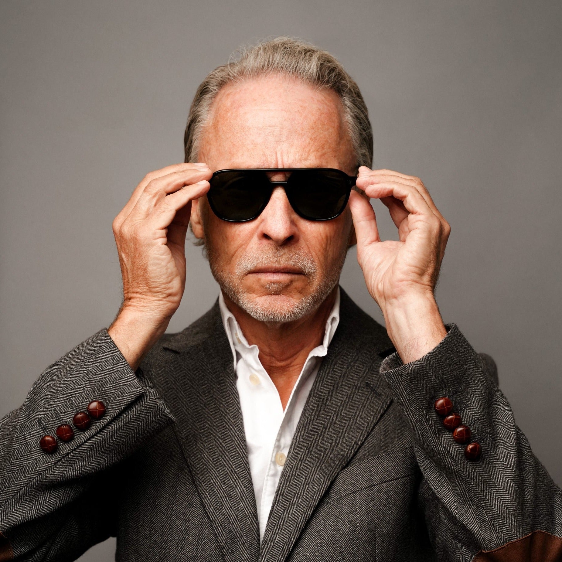 The Truman Noir Sunglasses, Mazzucchelli 1849 acetate frame, aviator shape, in black.