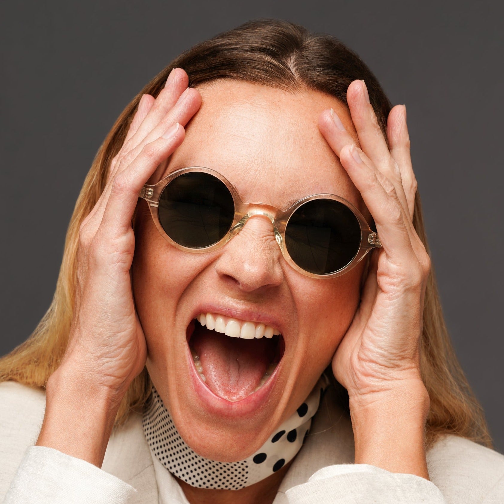The Winston Air Sunglasses — sunglasses, Mazzucchelli 1849 acetate frame, round shape, in clear crystal.