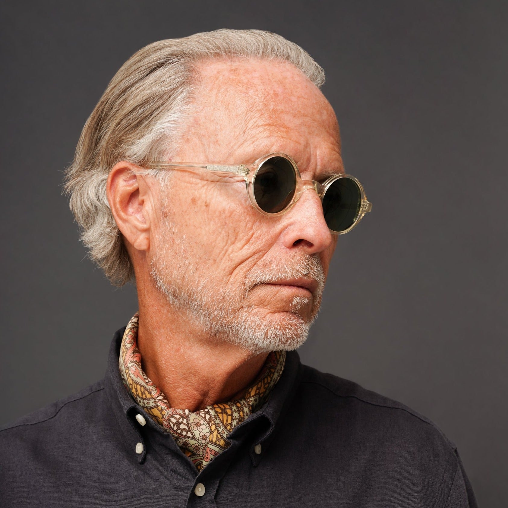 The Winston Air Sunglasses — sunglasses, Mazzucchelli 1849 acetate frame, round shape, in clear crystal.