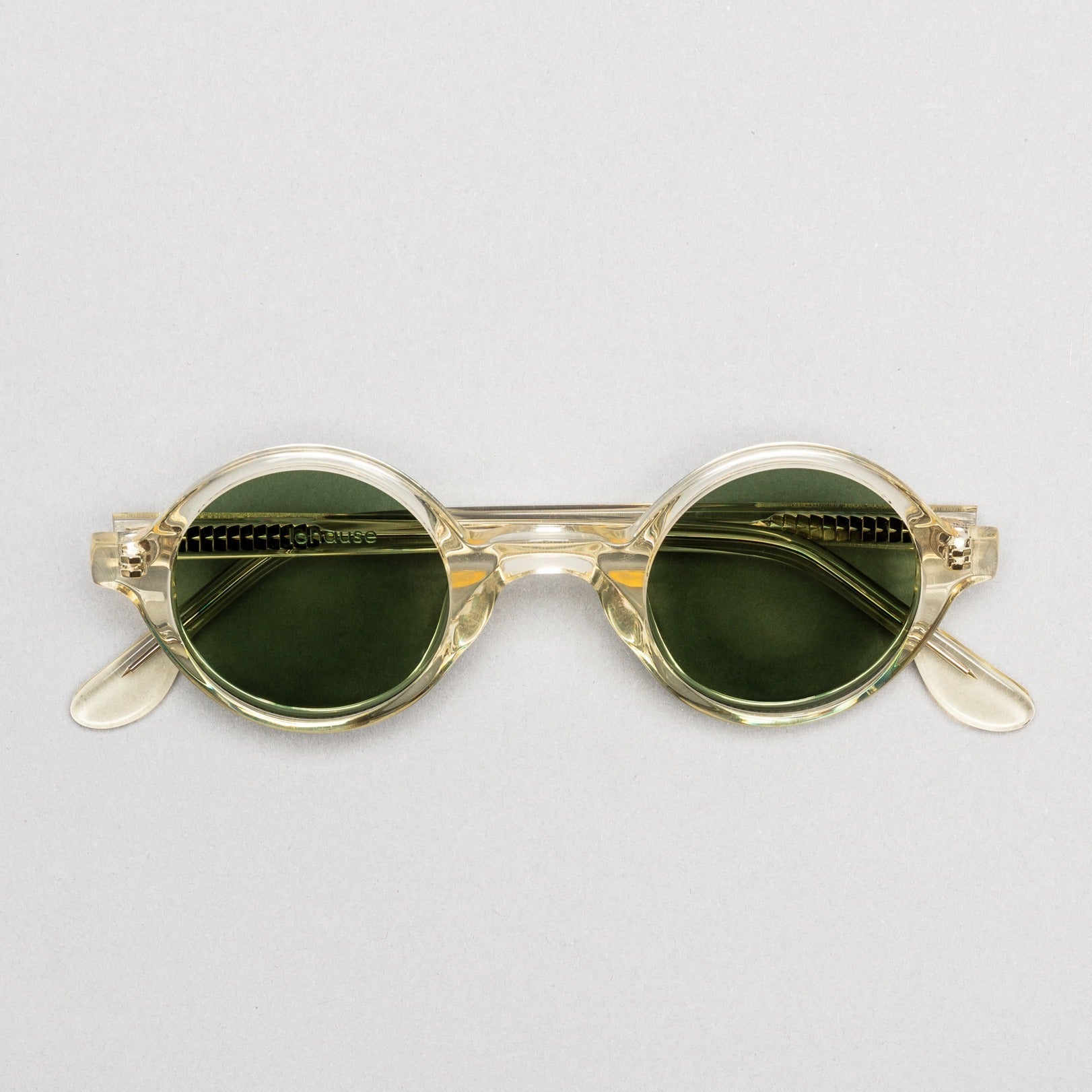The Winston Air Sunglasses — sunglasses, Mazzucchelli 1849 acetate frame, round shape, in clear crystal.