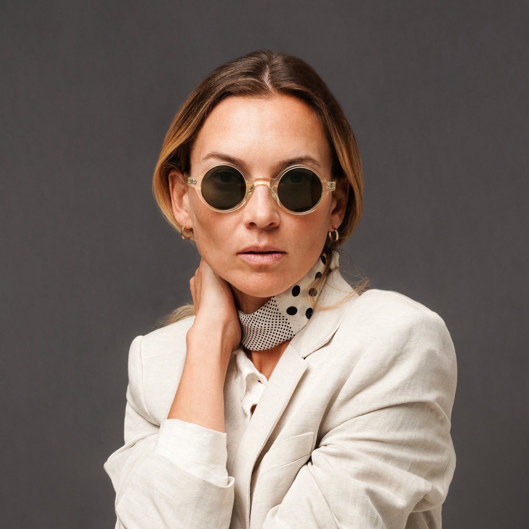 The Winston Air Sunglasses — sunglasses, Mazzucchelli 1849 acetate frame, round shape, in clear crystal.