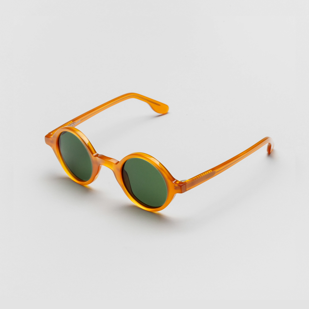 The Winston Amber Sunglasses — sunglasses, Mazzucchelli 1849 acetate frame, round shape, in amber.